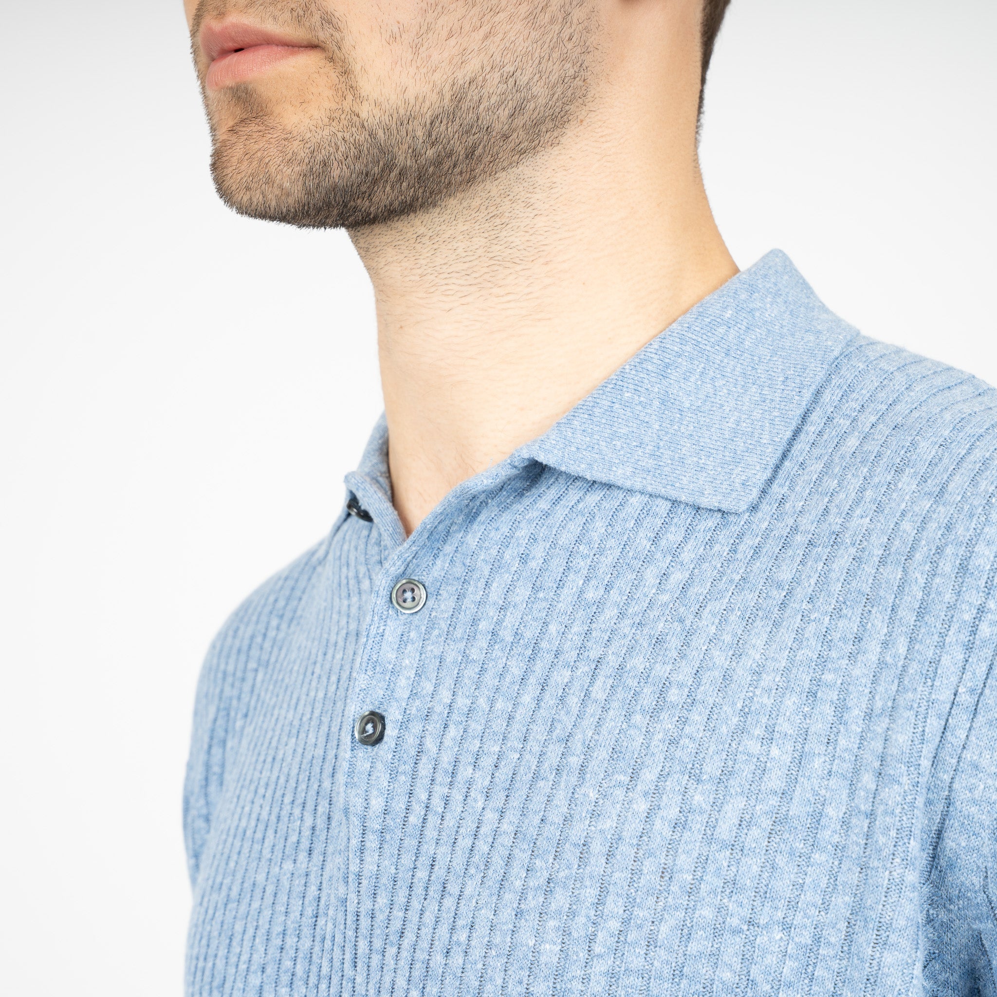 SEVEN DIALS Gebreide Polo Lichtblauw | Rio