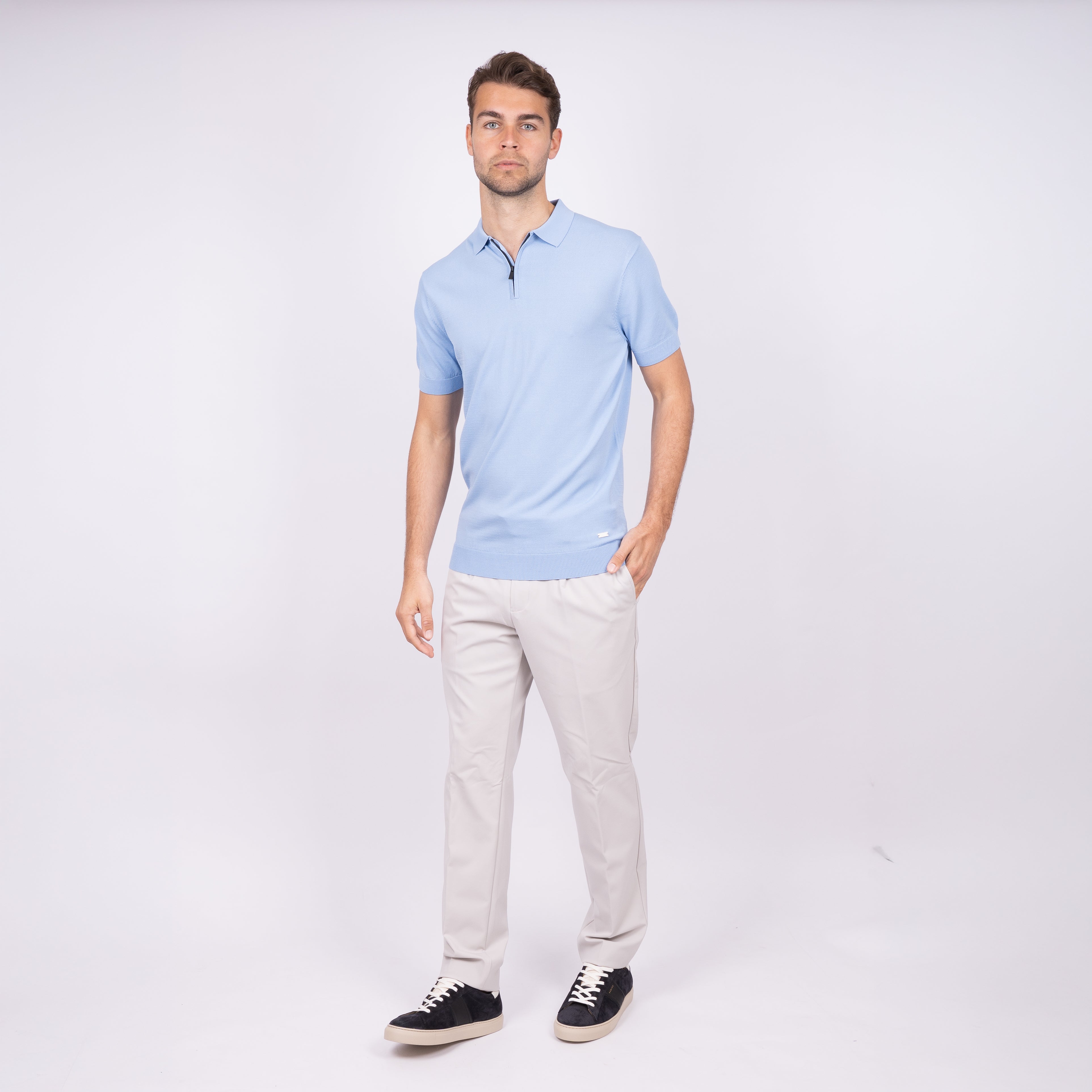 SEVEN DIALS Technische Polo met Rits Lichtblauw | Osric