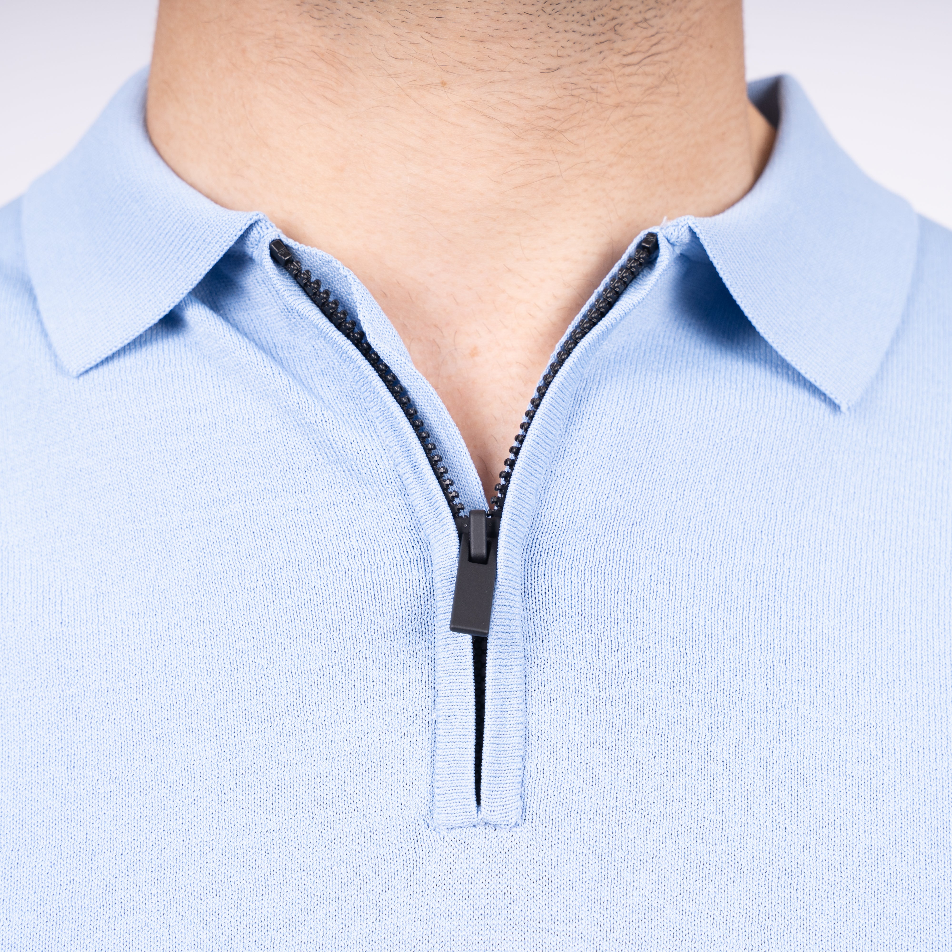 SEVEN DIALS Technische Polo met Rits Lichtblauw | Osric