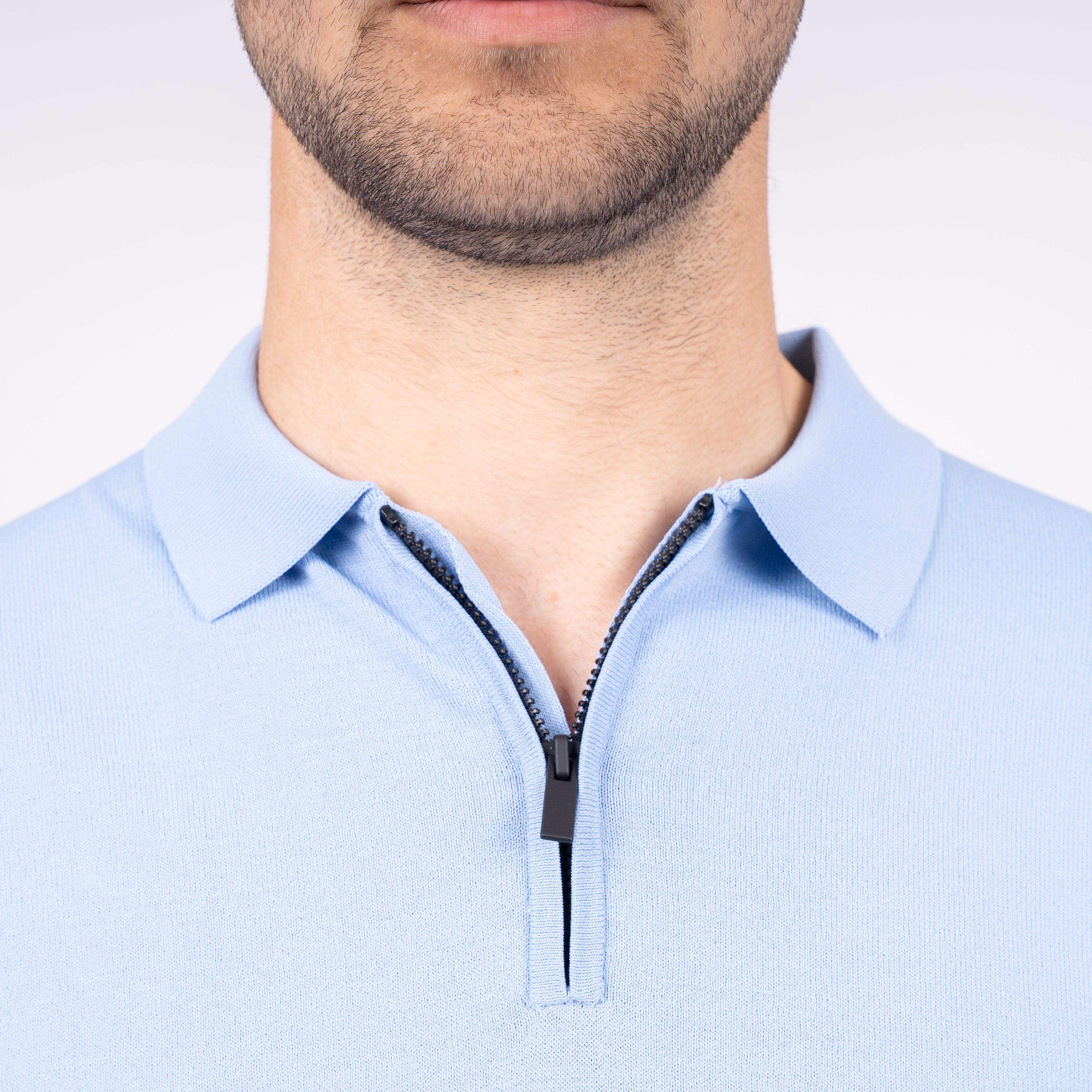 SEVEN DIALS Technische Polo met Rits Lichtblauw | Osric