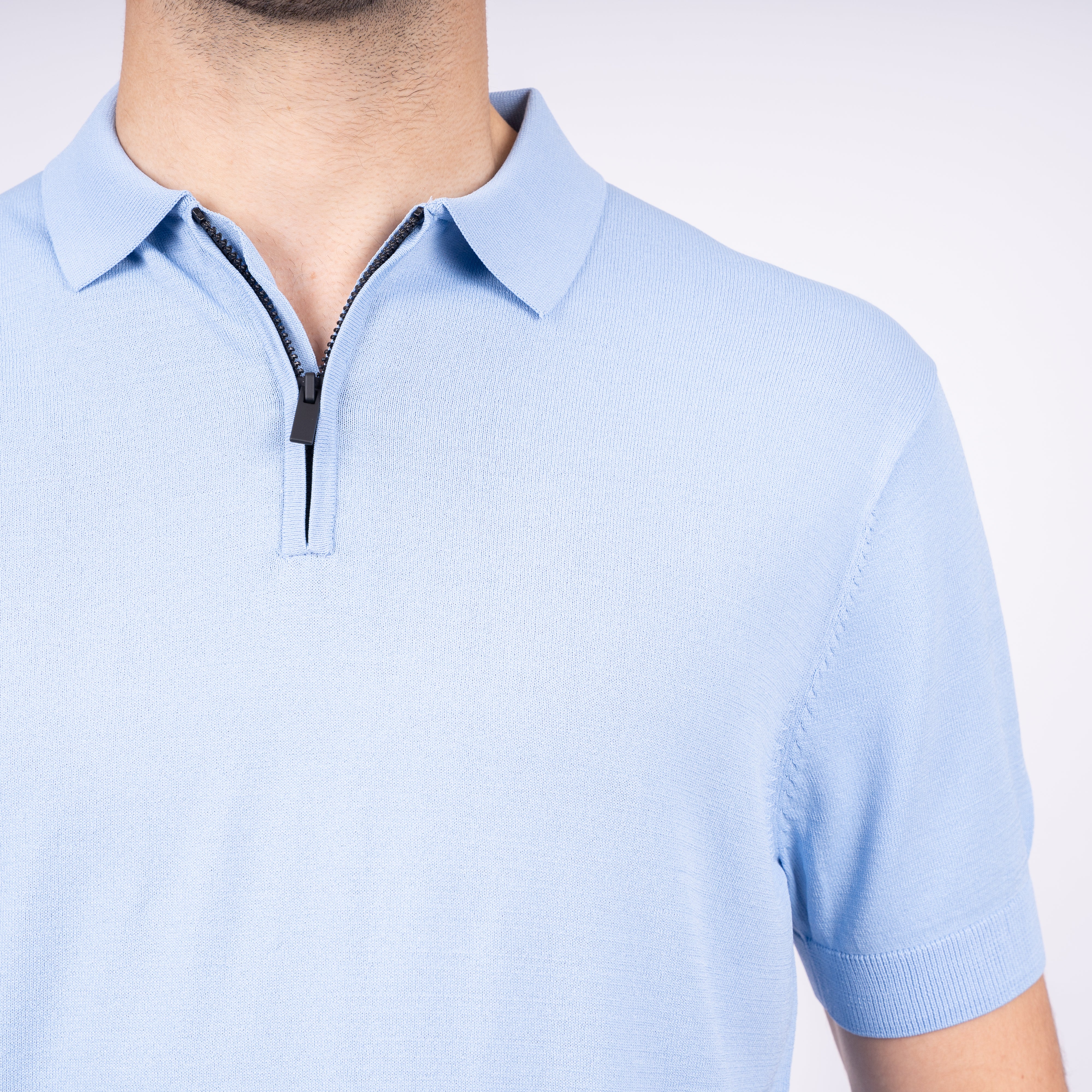 SEVEN DIALS Technische Polo met Rits Lichtblauw | Osric