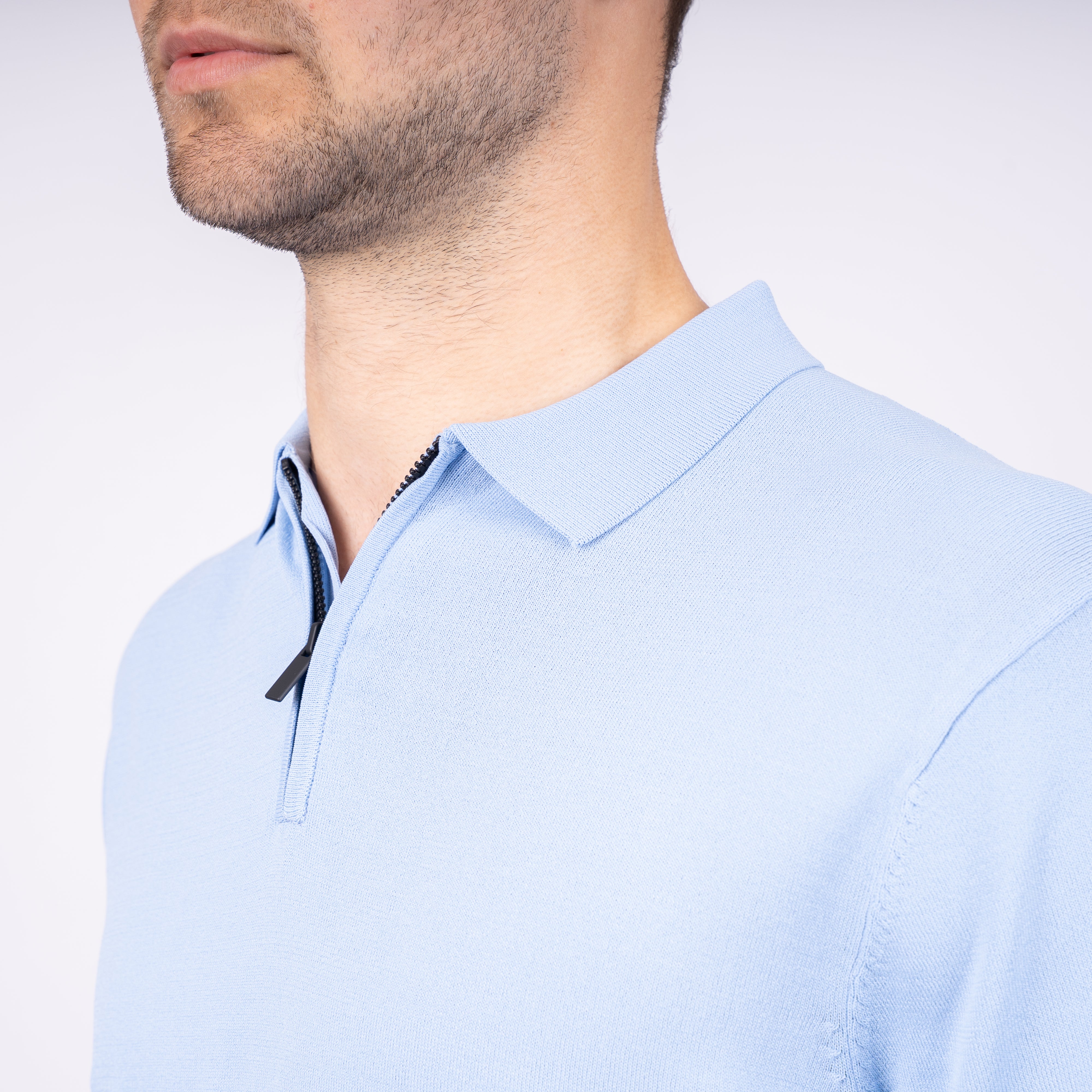 SEVEN DIALS Technische Polo met Rits Lichtblauw | Osric