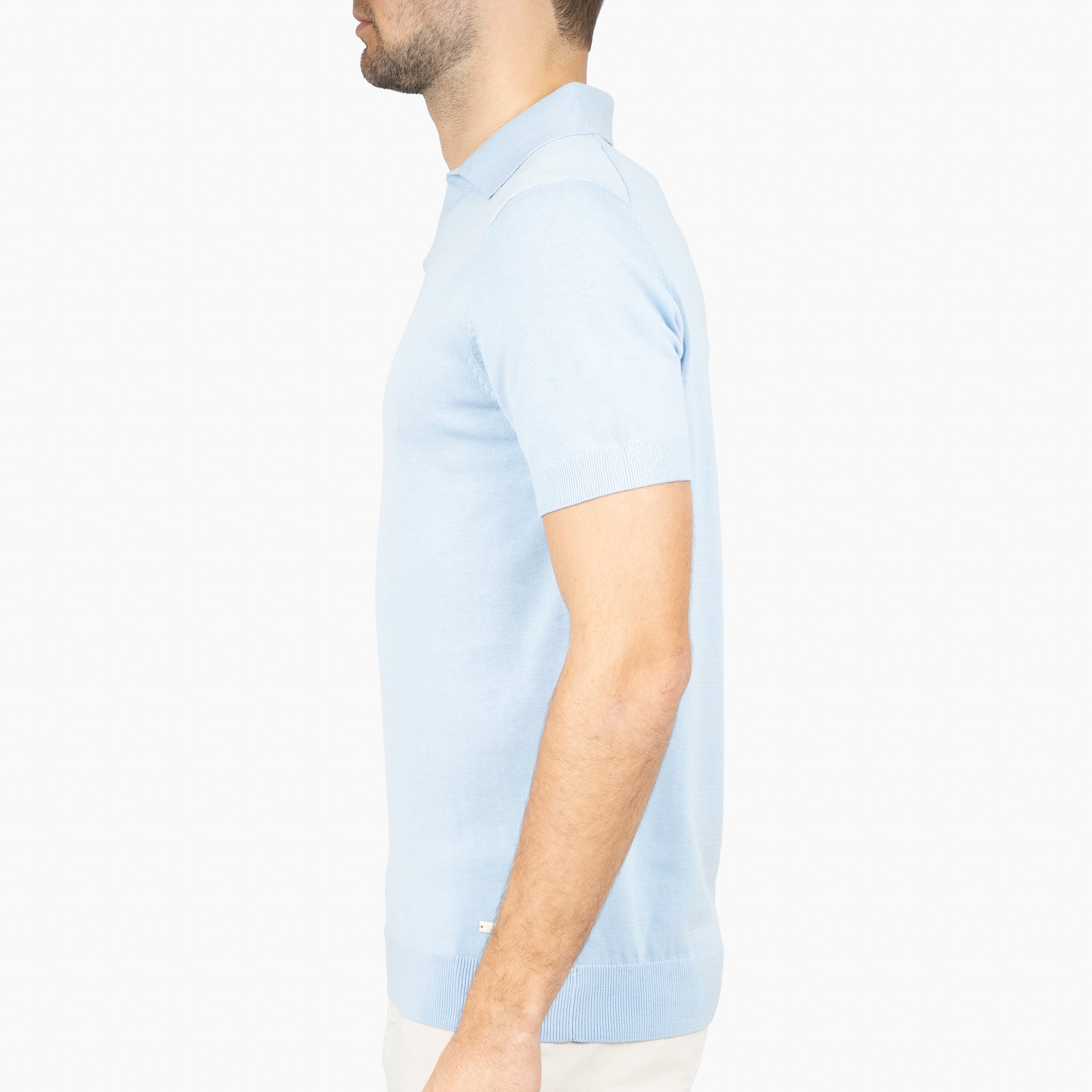 SEVEN DIALS Gebreide Buttonless Polo Lichtblauw | Dyche