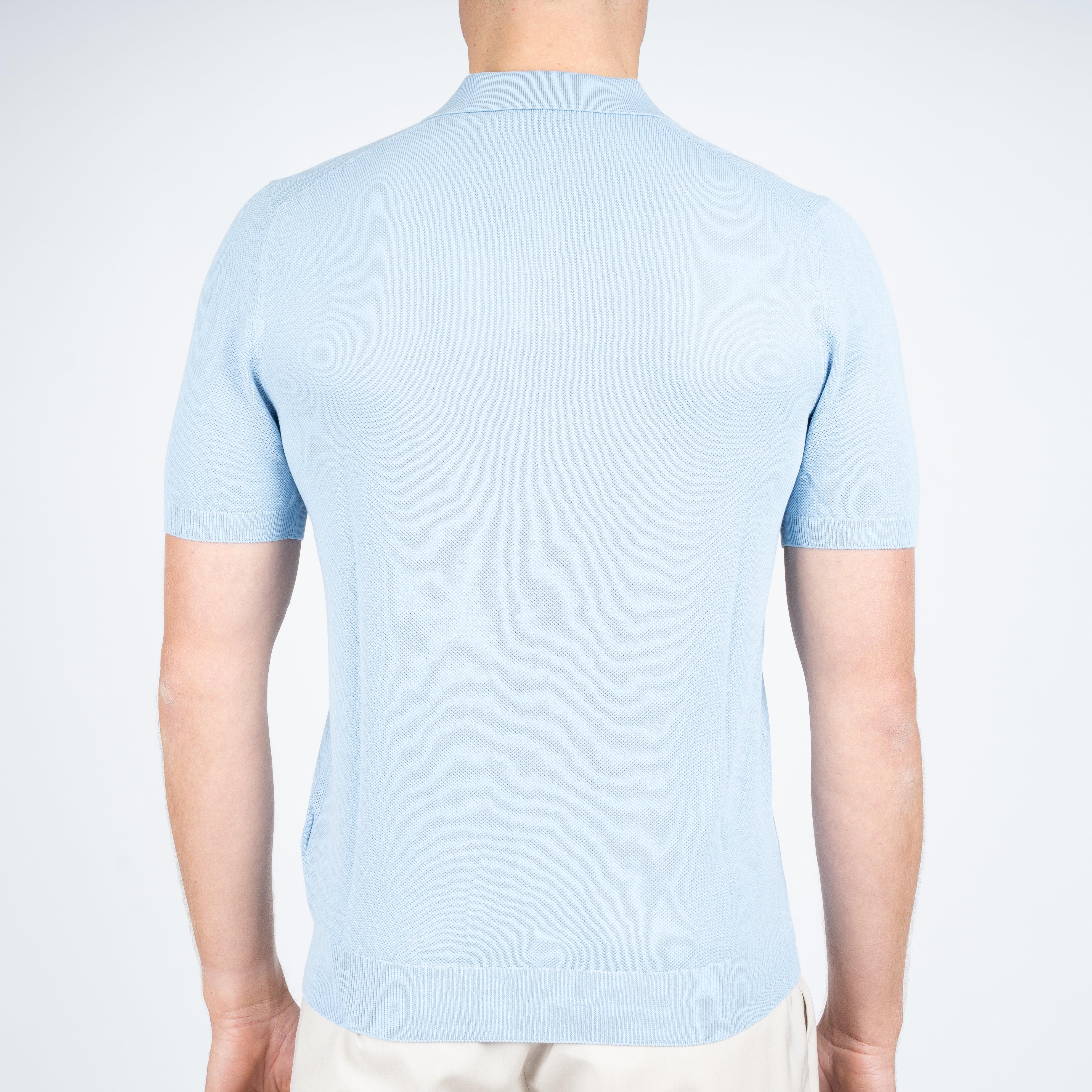 Gran Sasso Polo Buttonless Kraag Lichtblauw | Fresh Cotton