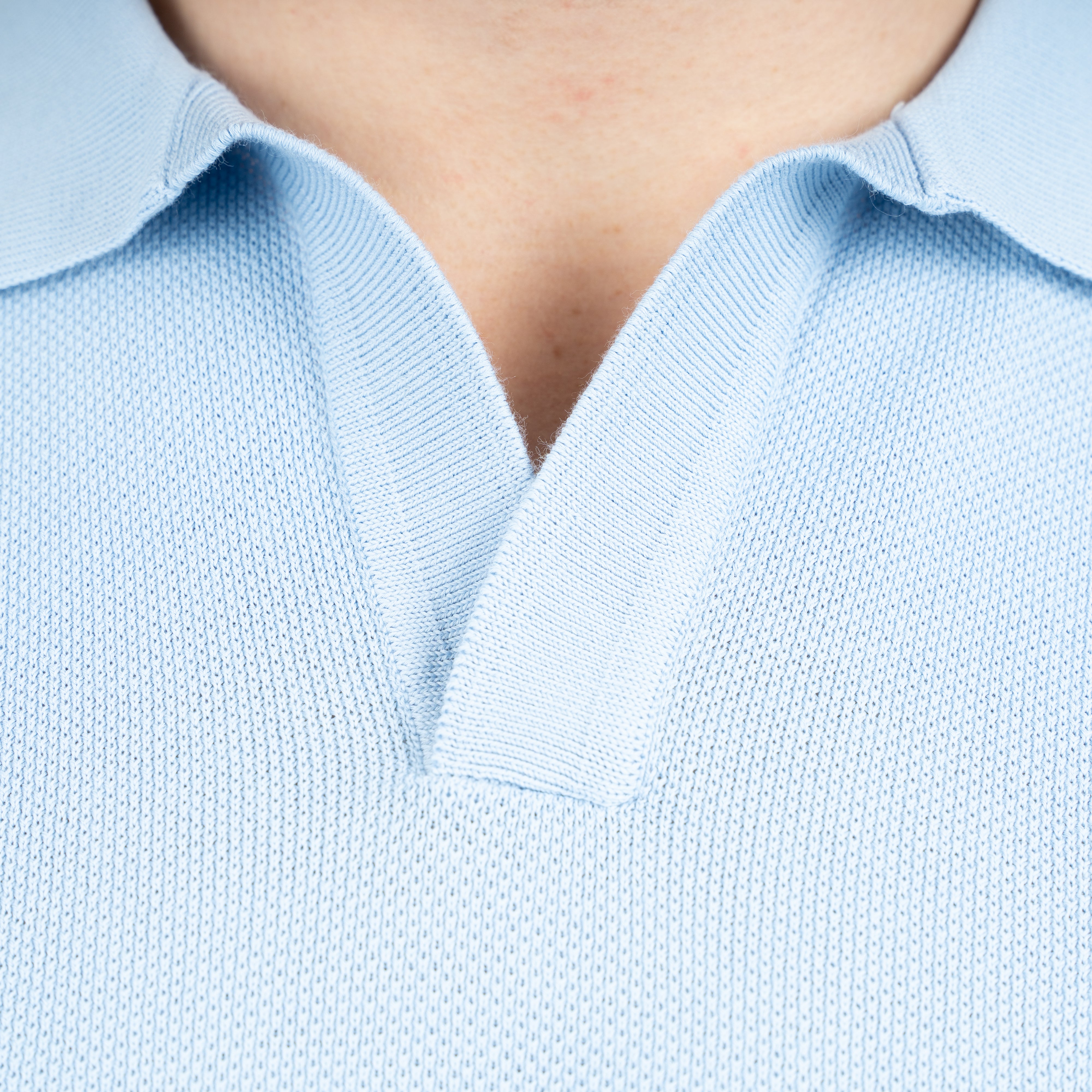 Gran Sasso Polo Buttonless Kraag Lichtblauw | Fresh Cotton