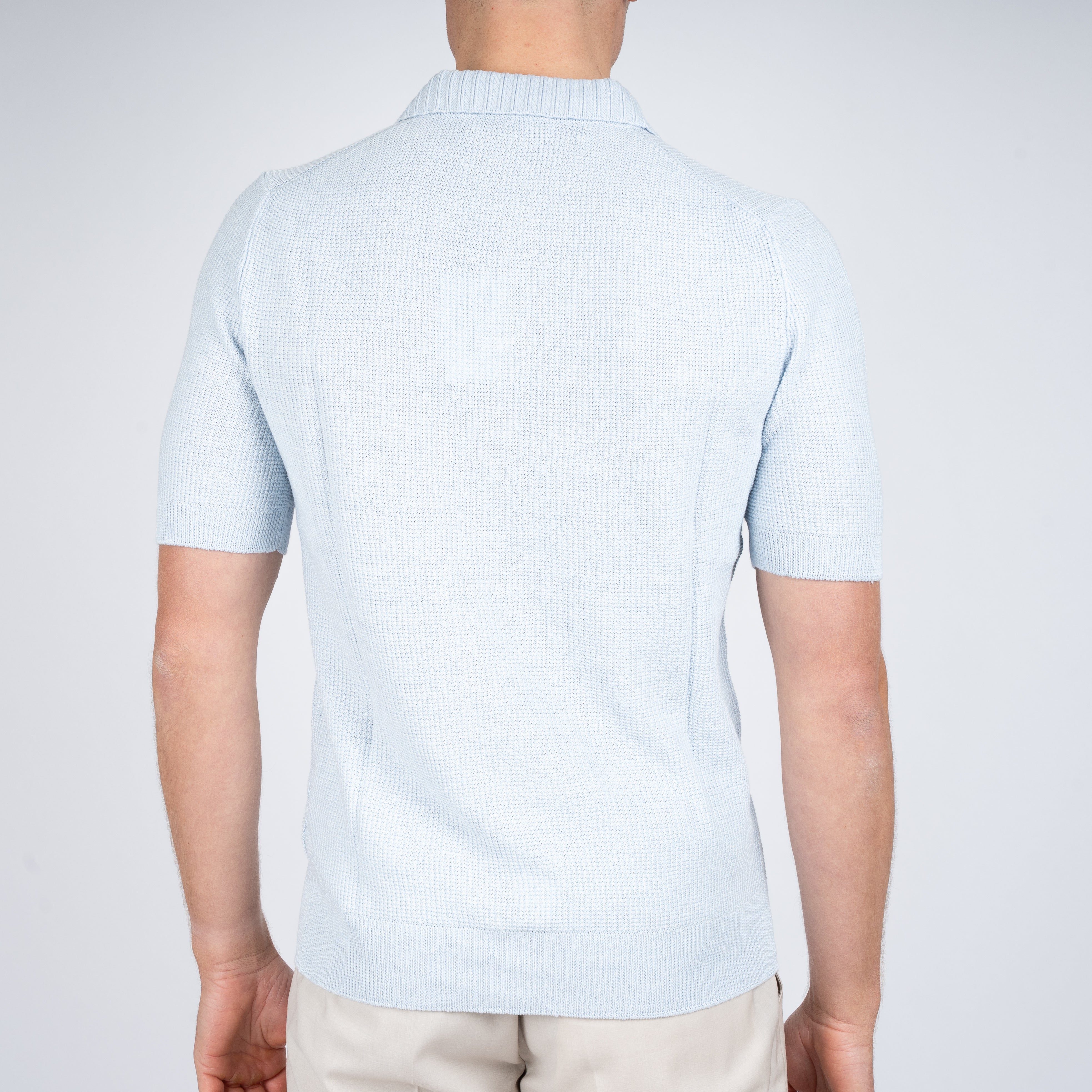 Gran Sasso Polo Buttonless Kraag Lichtblauw | Linnen & Cotton