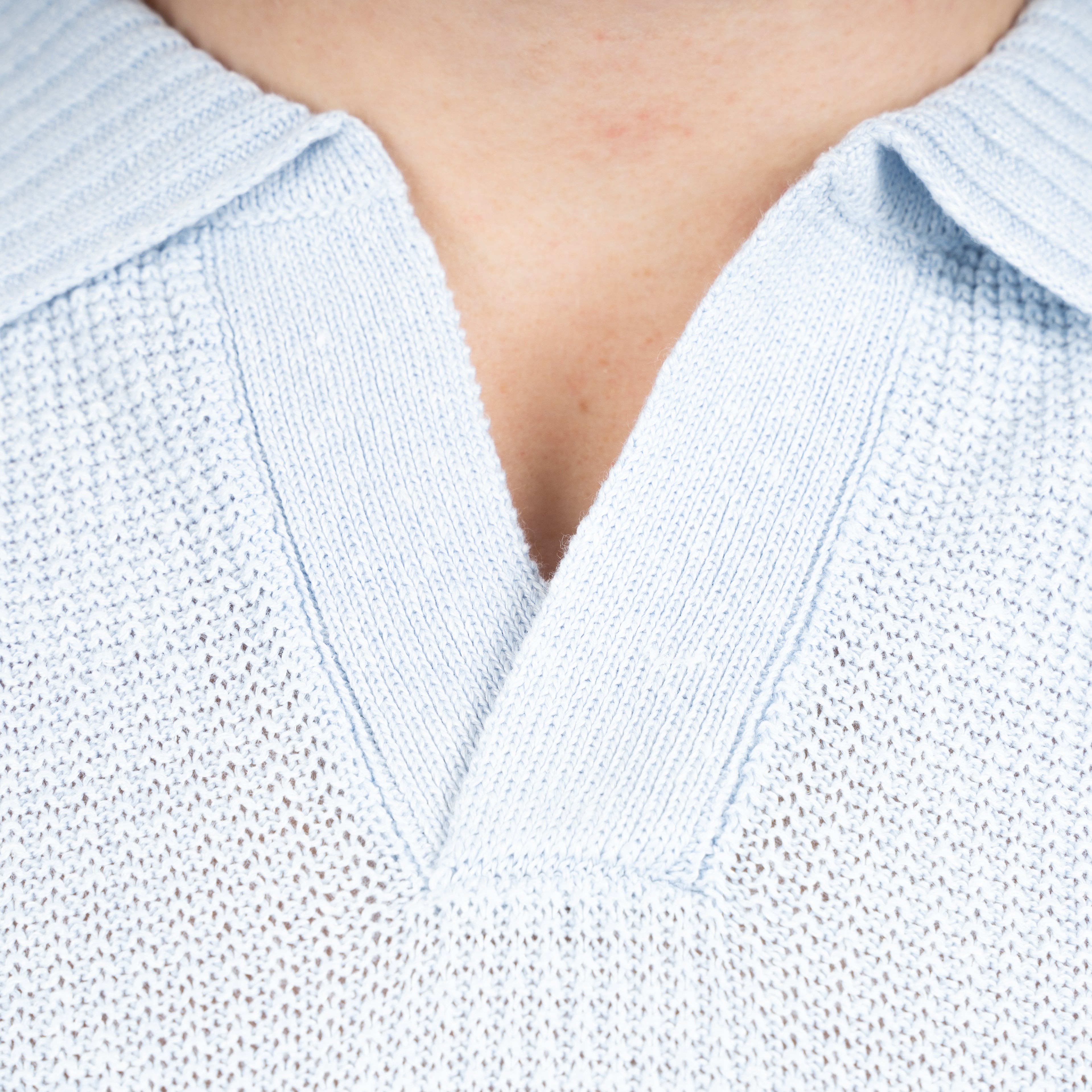 Gran Sasso Polo Buttonless Kraag Lichtblauw | Linnen & Cotton