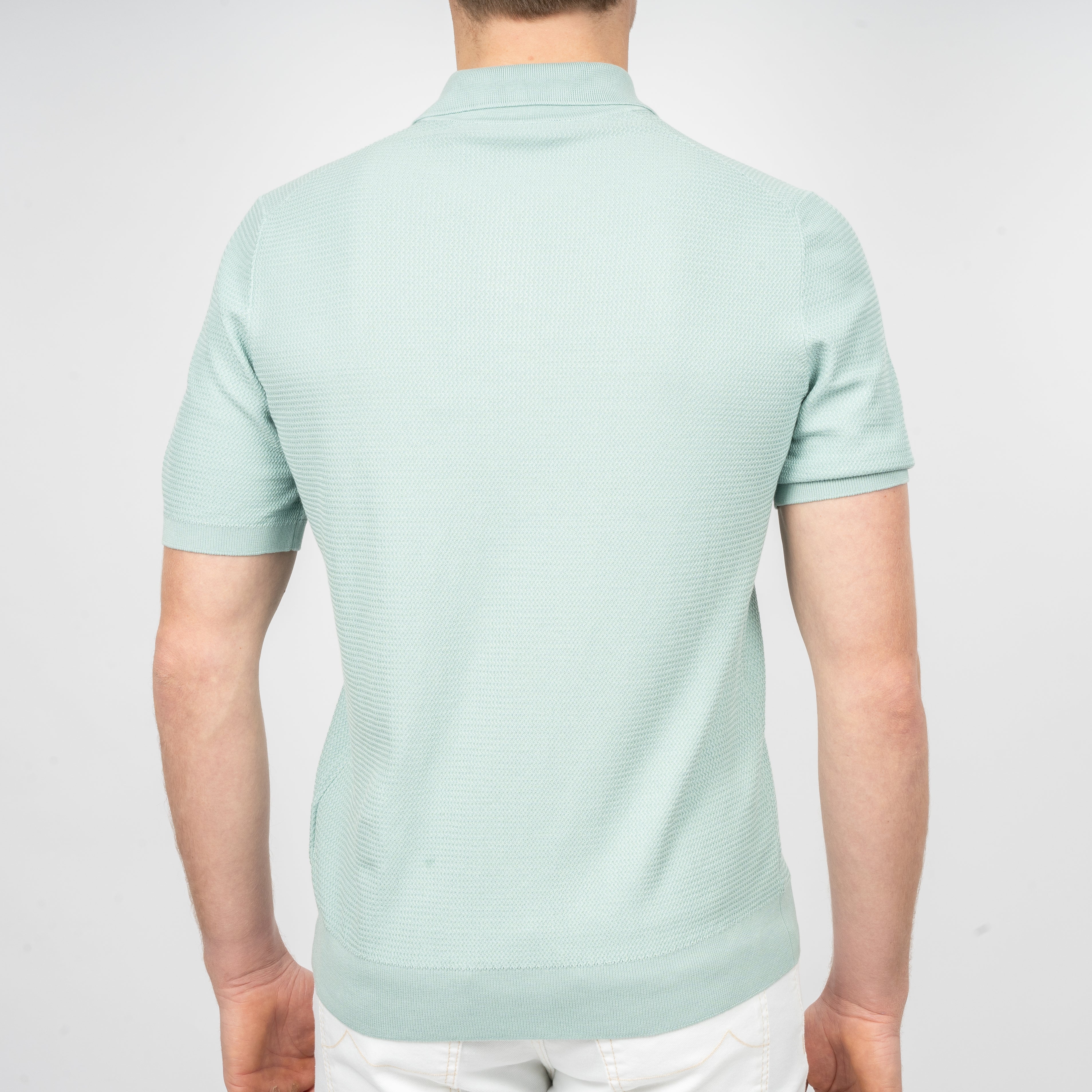 Gran Sasso Gebreide Polo Aqua Blauw | Seta-Cotone
