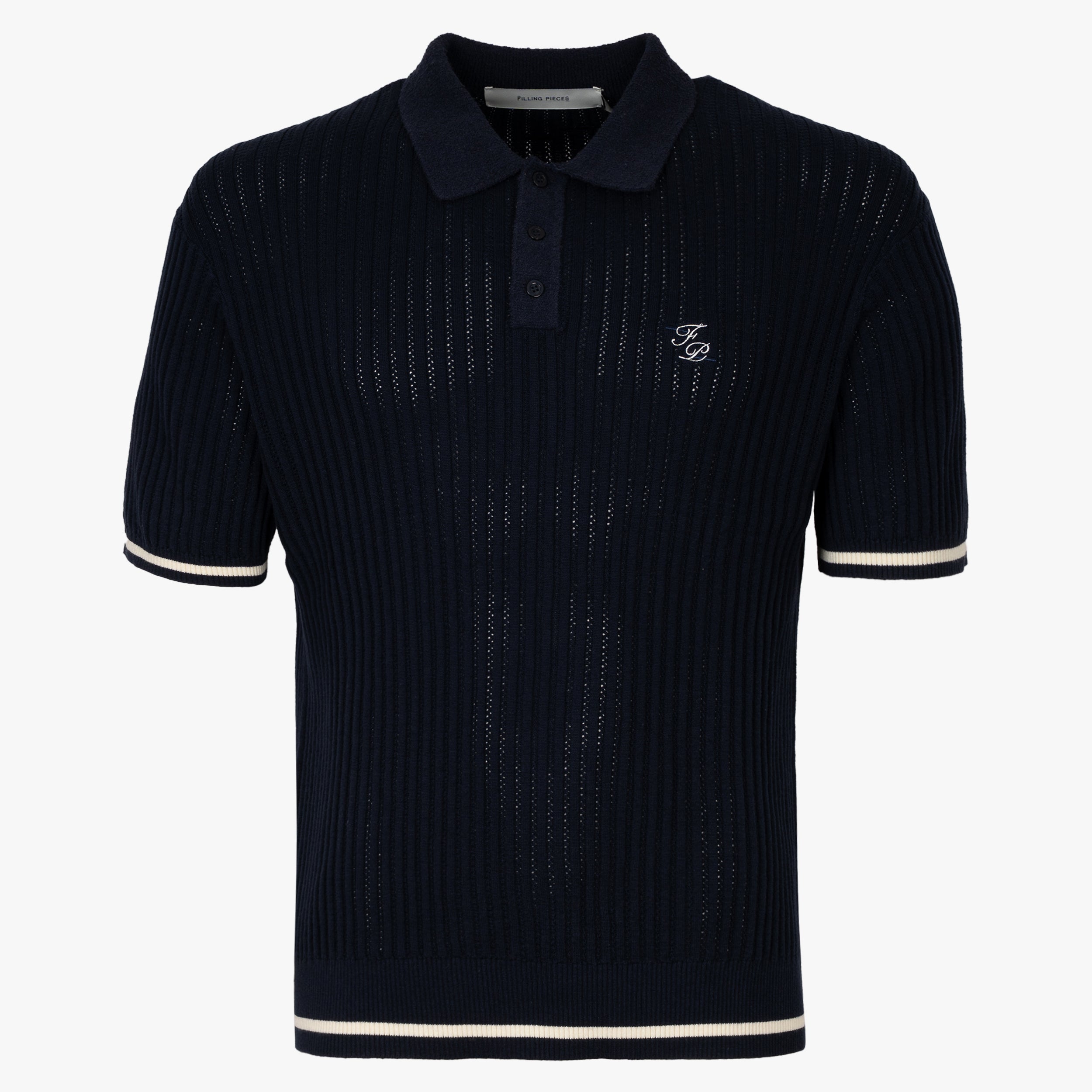 Filling Pieces Gebreide Polo Blauw | Knit Polo Boucle