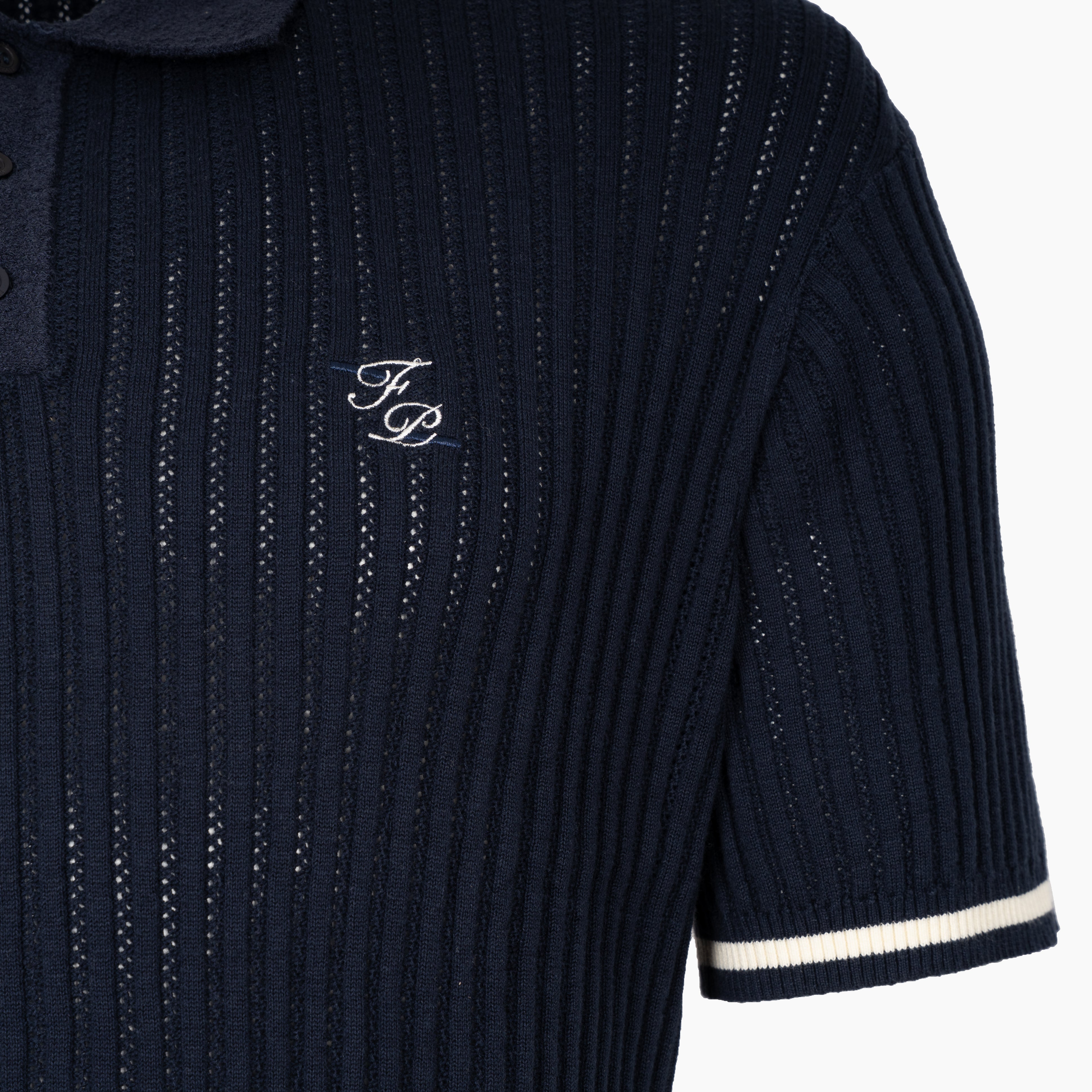 Filling Pieces Gebreide Polo Blauw | Knit Polo Boucle