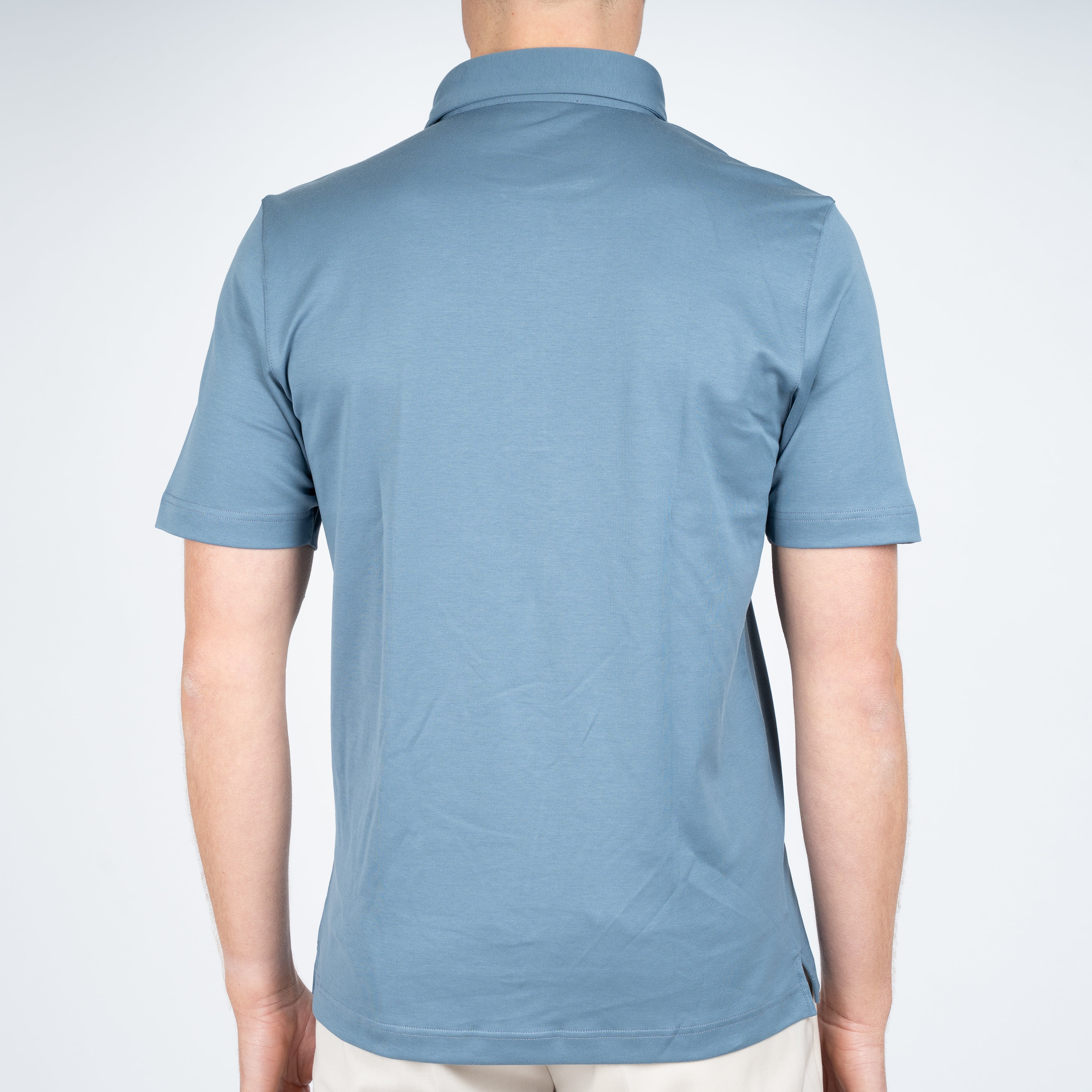 Gran Sasso Polo Staalblauw | Mercerized Cotton