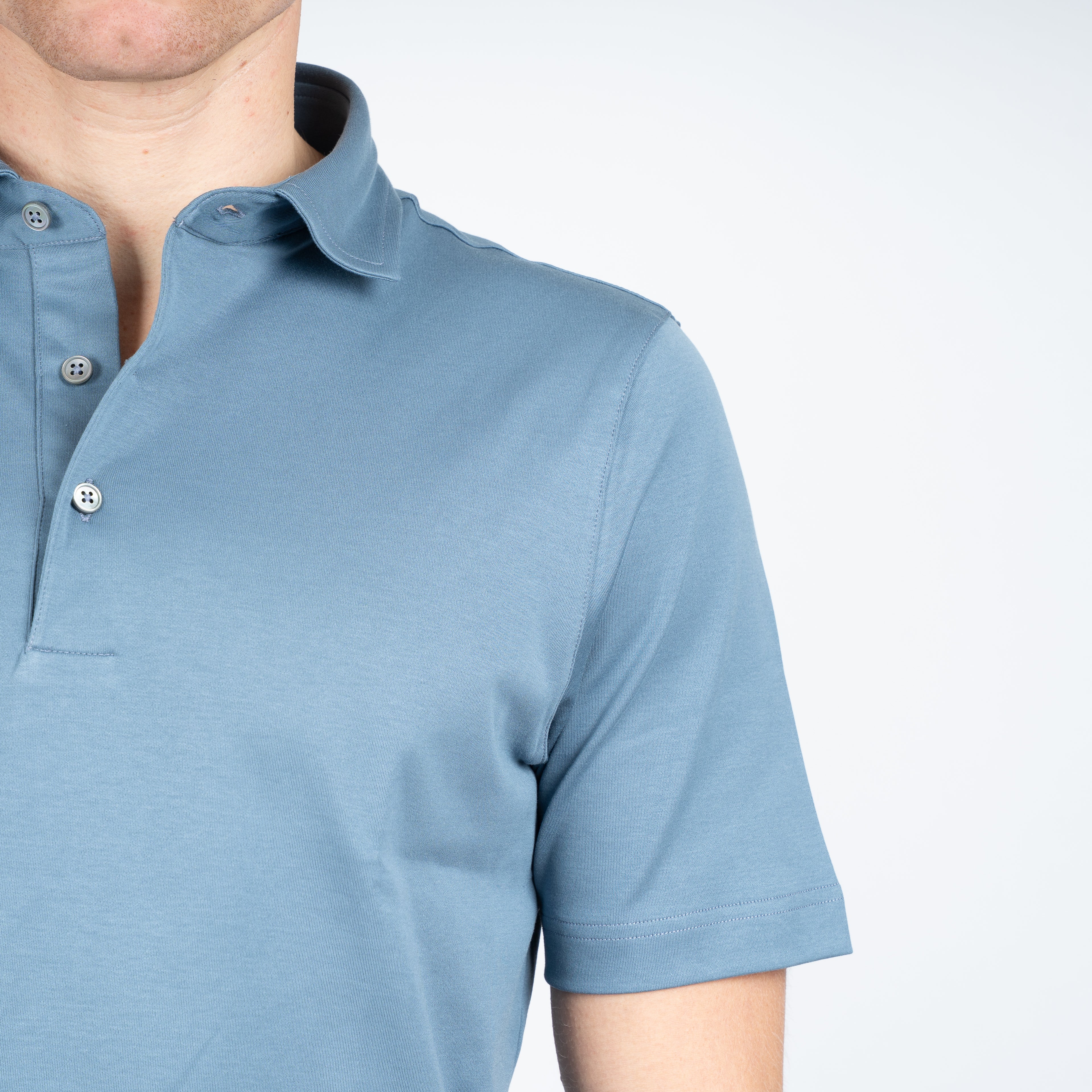 Gran Sasso Polo Staalblauw | Mercerized Cotton