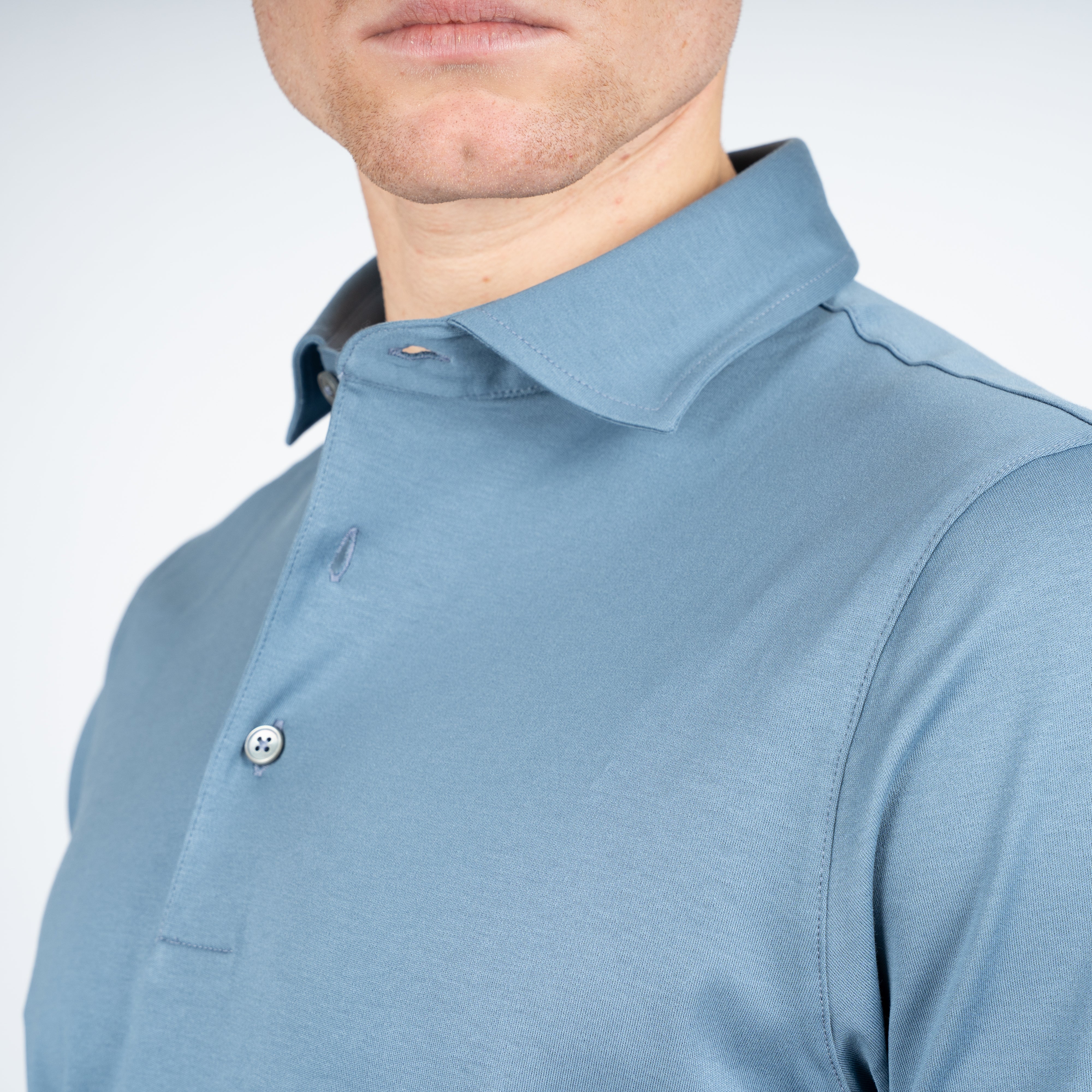 Gran Sasso Polo Staalblauw | Mercerized Cotton