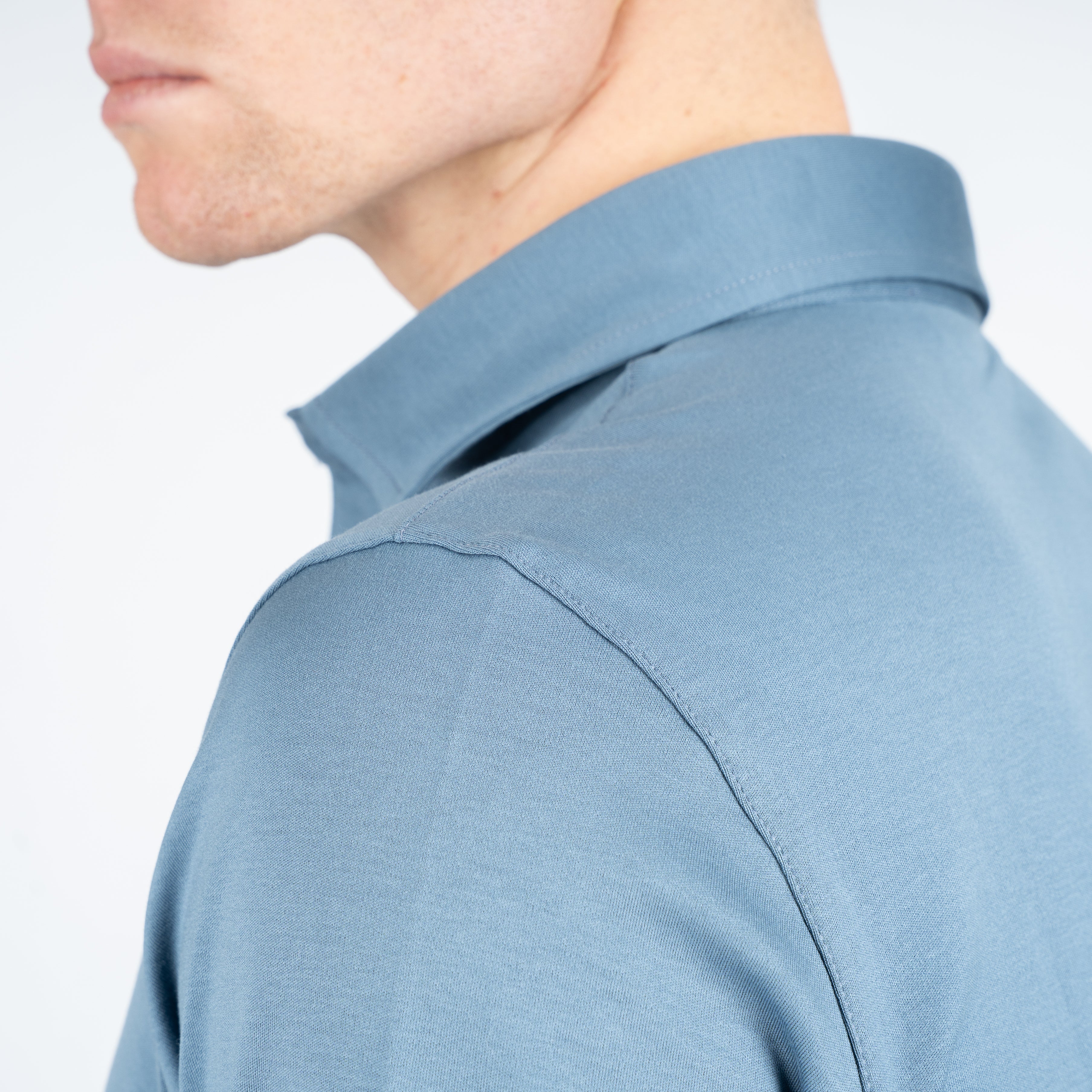 Gran Sasso Polo Staalblauw | Mercerized Cotton