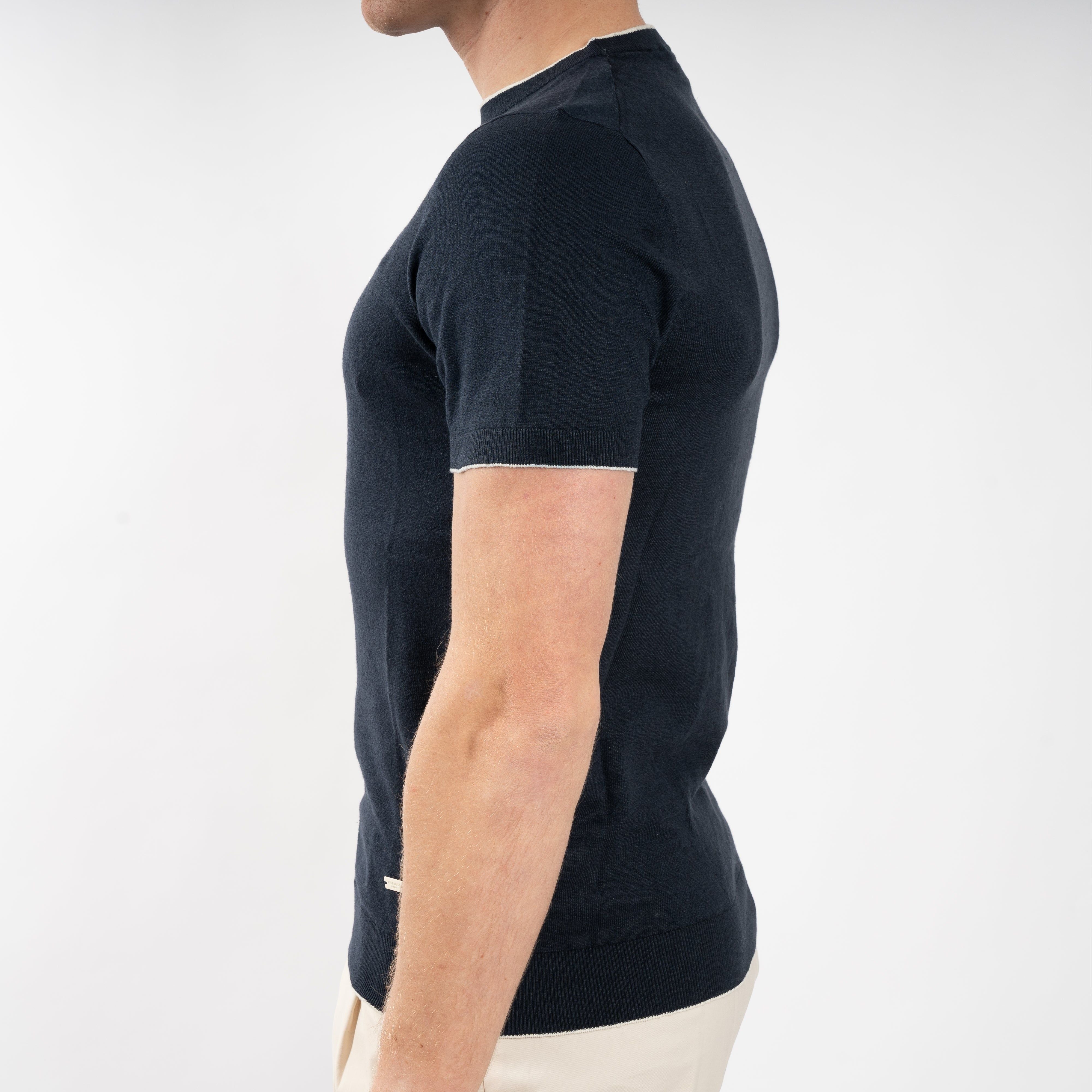 SEVEN DIALS Linnen T-Shirt Donkerblauw | Bennett