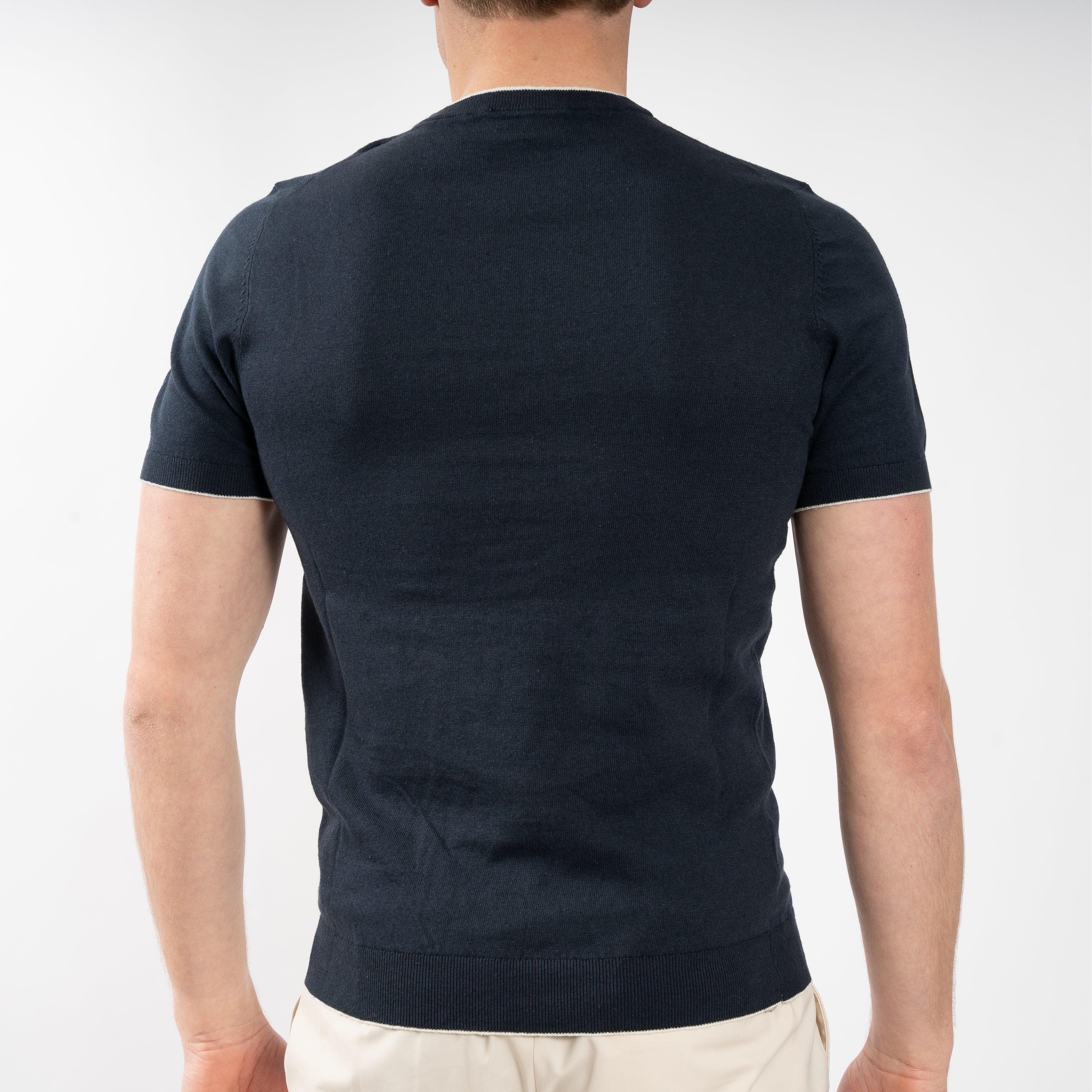 SEVEN DIALS Linnen T-Shirt Donkerblauw | Bennett