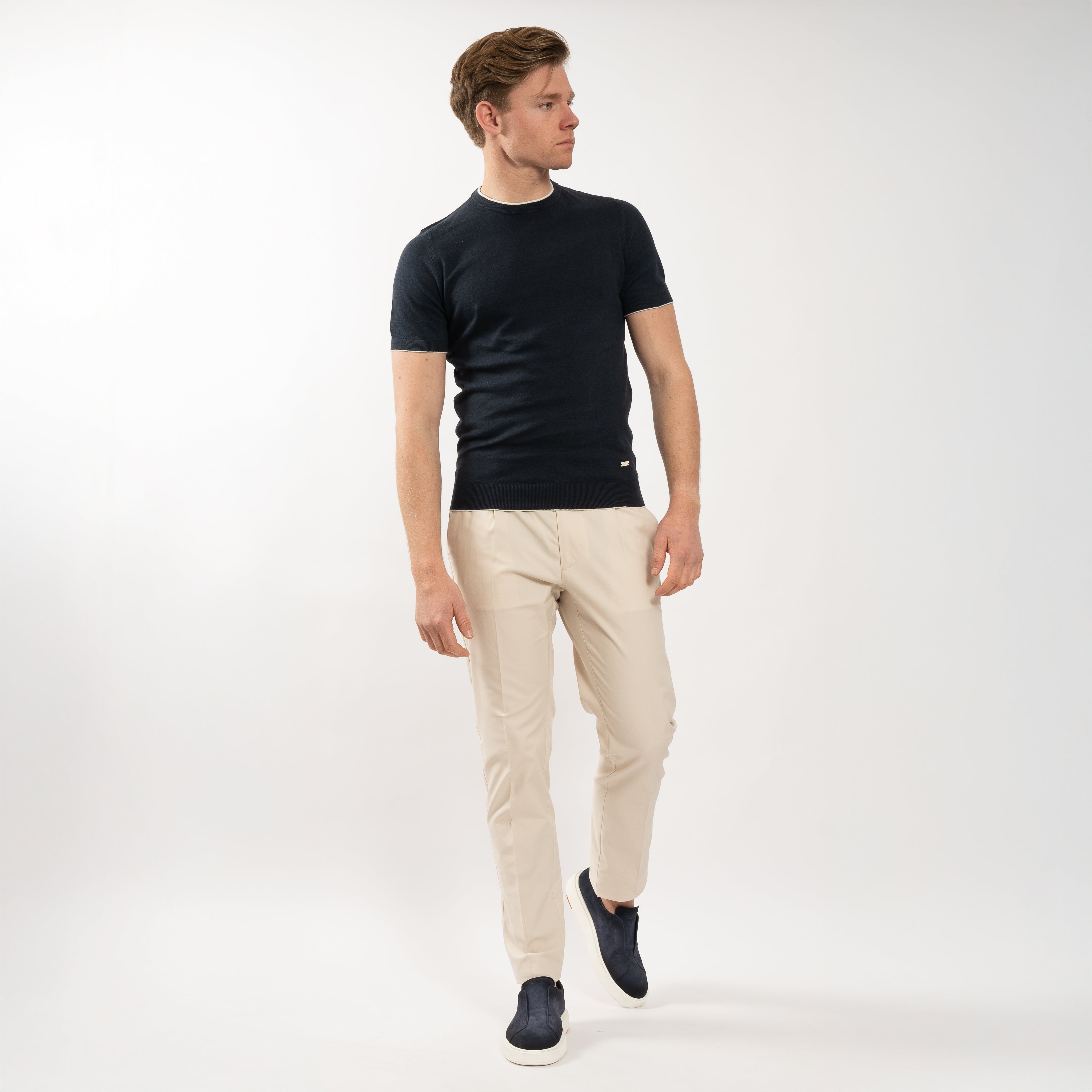 SEVEN DIALS Linnen T-Shirt Donkerblauw | Bennett