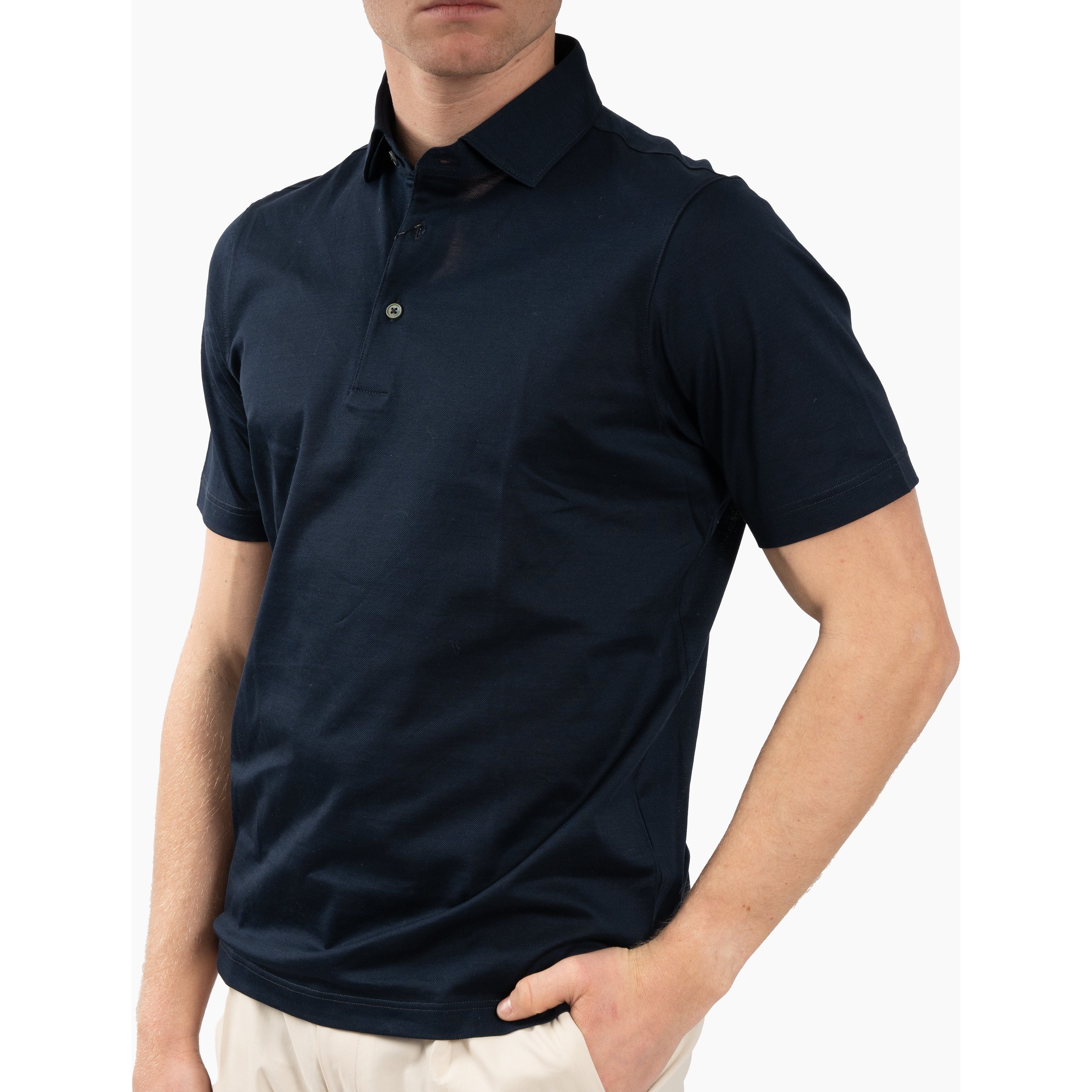 Gran Sasso Polo Donkerblauw | Mercerized Cotton