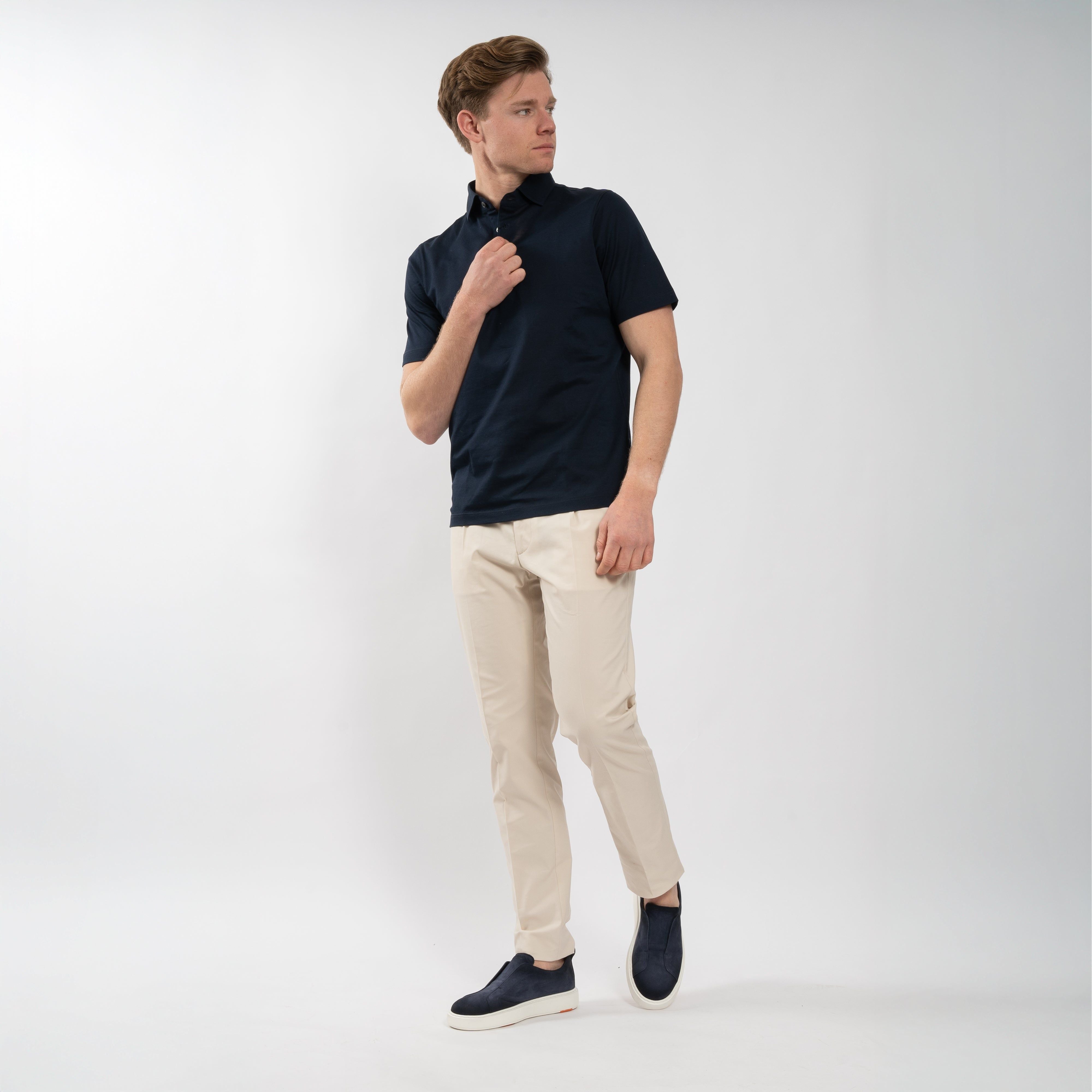 Gran Sasso Polo Donkerblauw | Mercerized Cotton