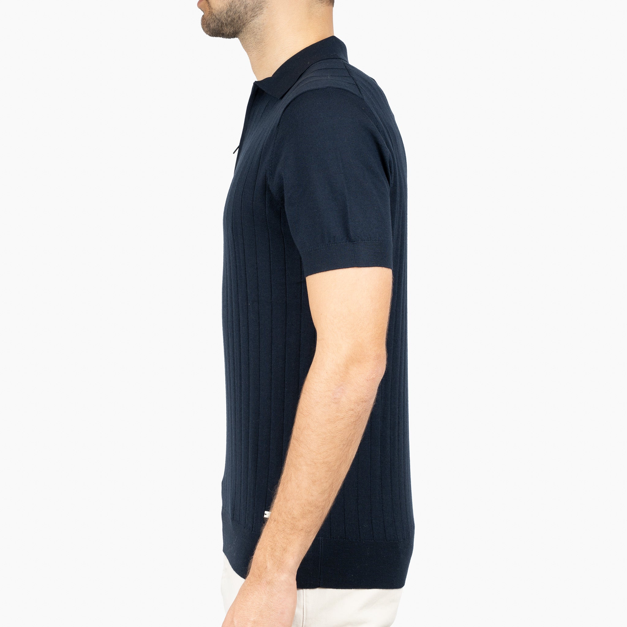 SEVEN DIALS Gebreide Polo met Rits Blauw | Brentt