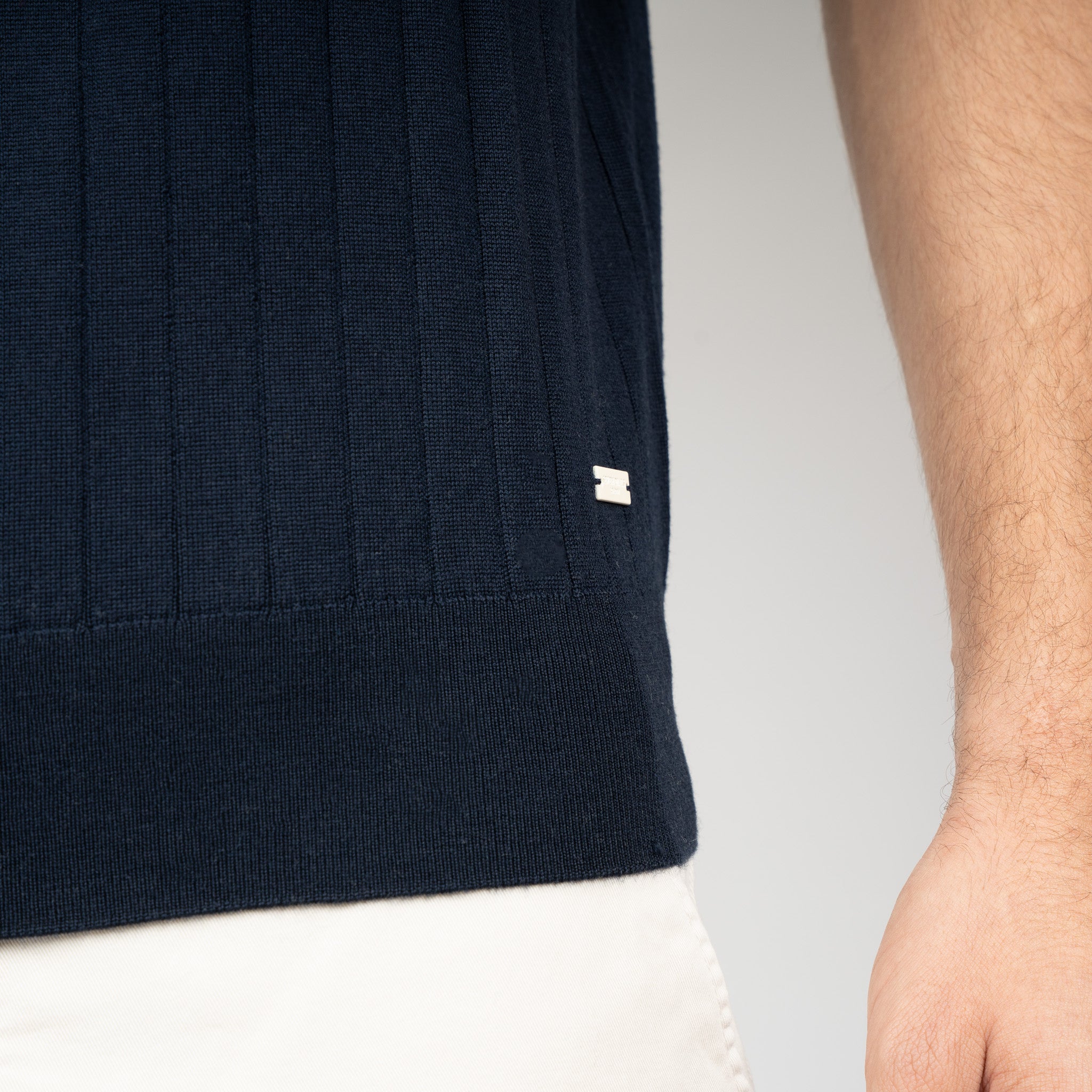 SEVEN DIALS Gebreide Polo met Rits Blauw | Brentt
