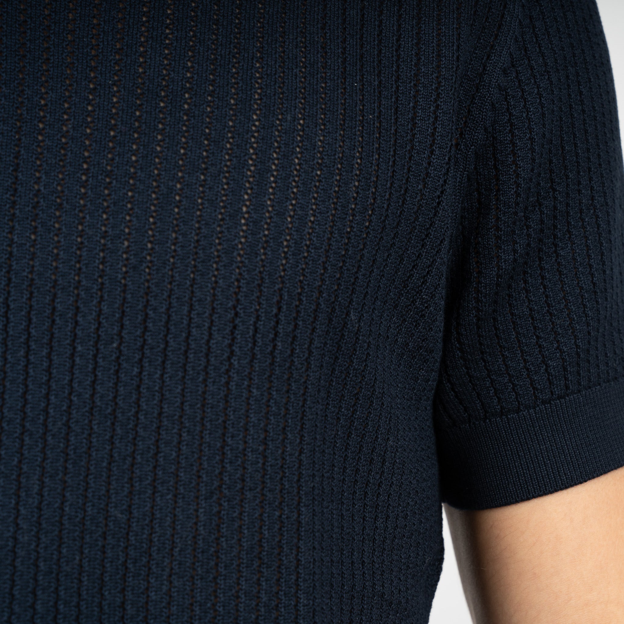 SEVEN DIALS Gebreide Buttonless Polo Blauw | Bennet