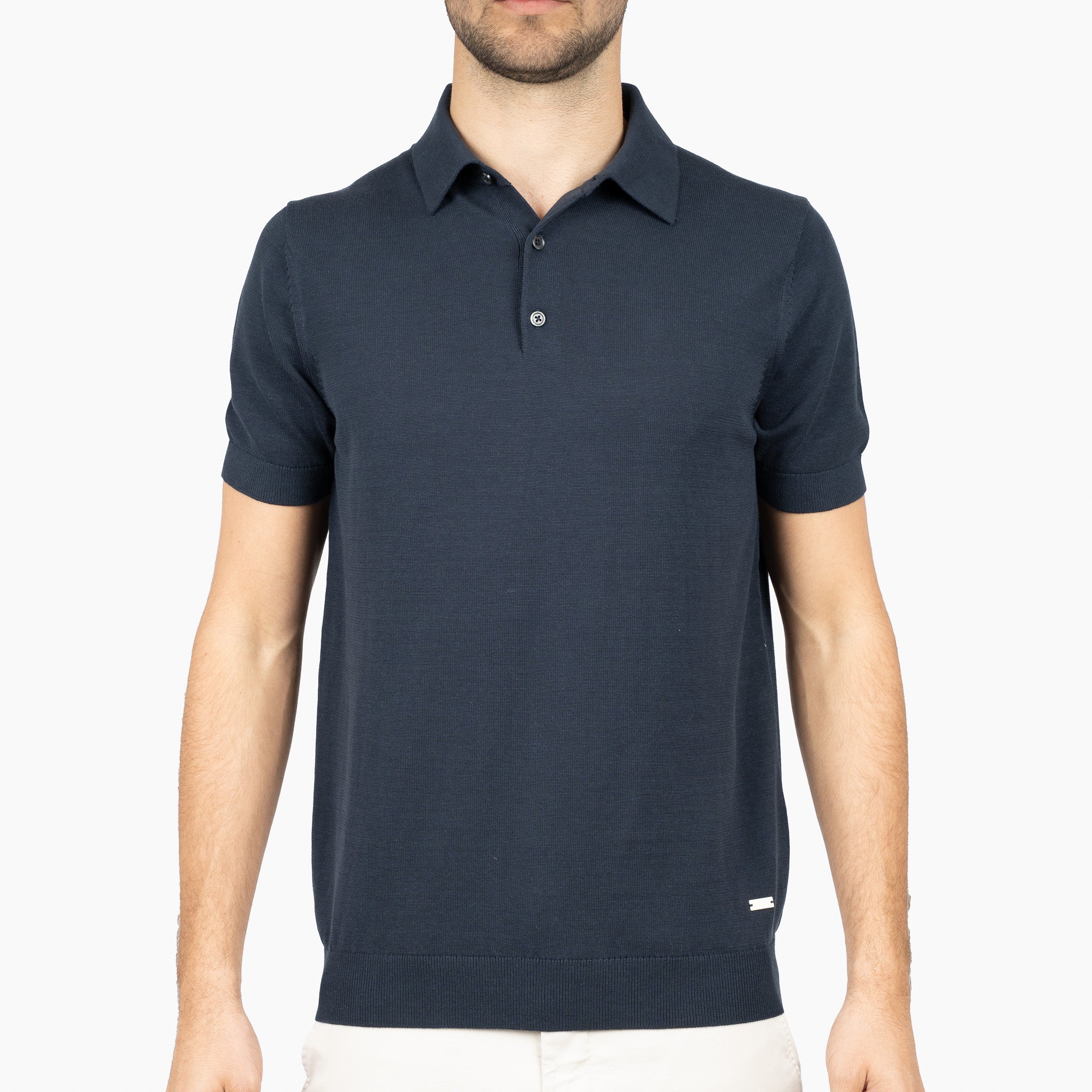SEVEN DIALS Gebreide Polo Donkerblauw | Fillin