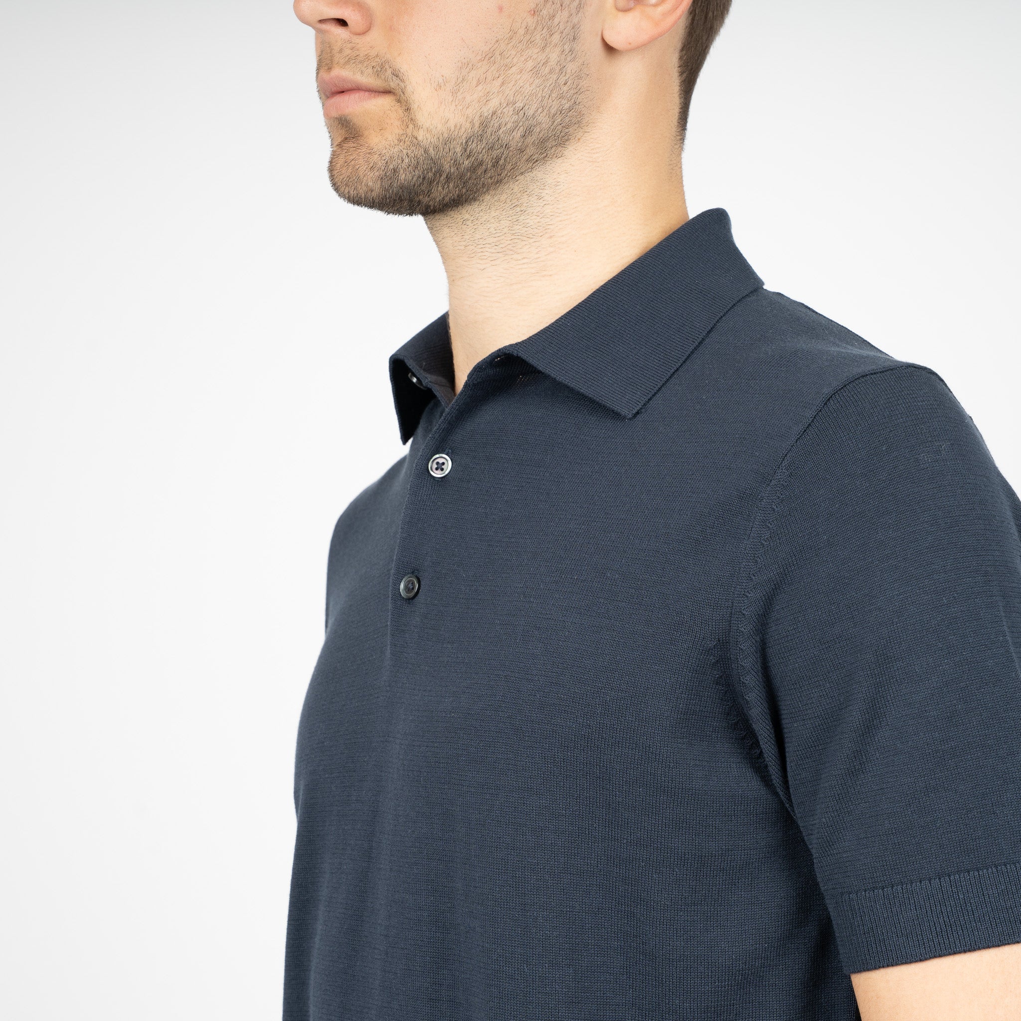 SEVEN DIALS Gebreide Polo Donkerblauw | Fillin