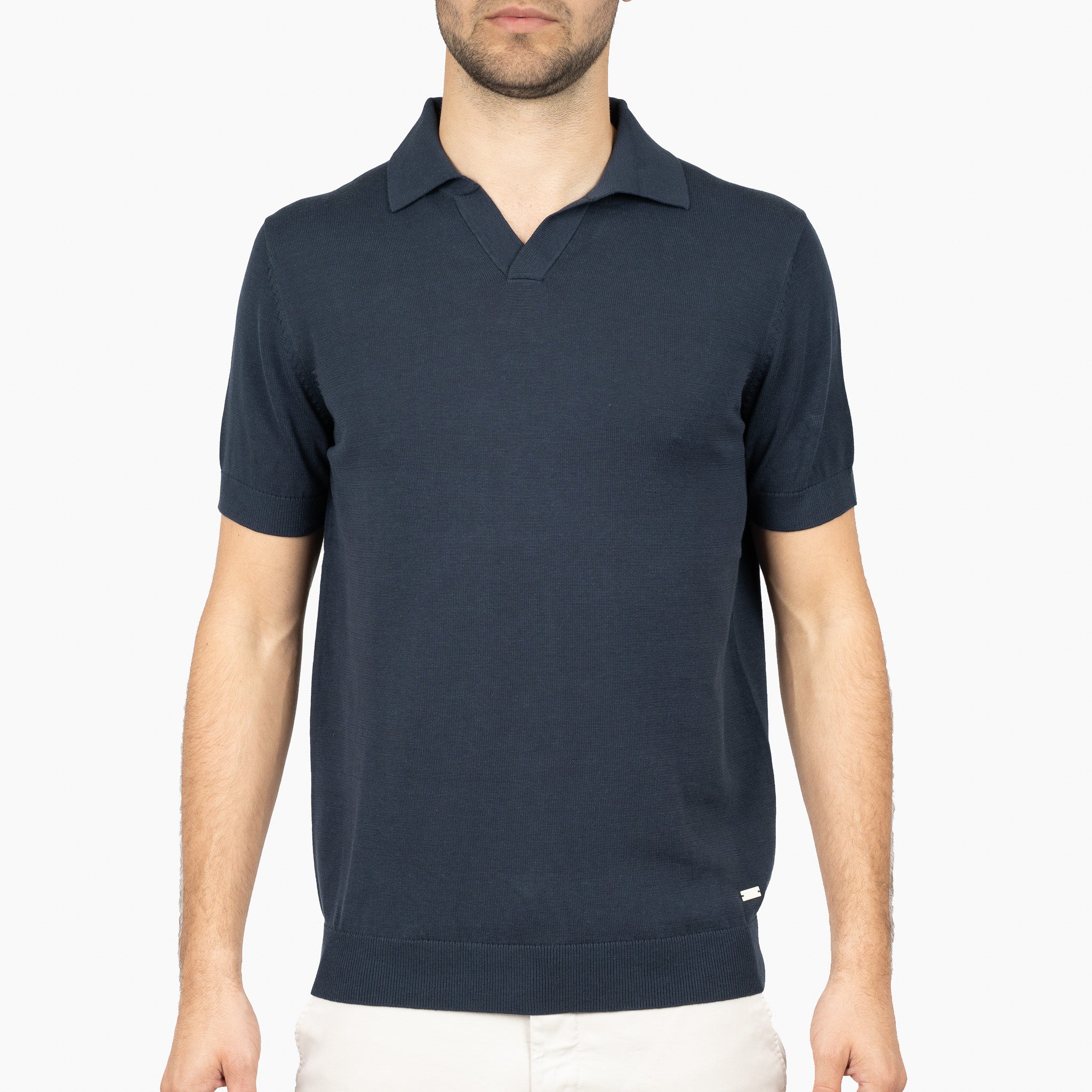 SEVEN DIALS Gebreide Buttonless Polo Blauw | Dyche