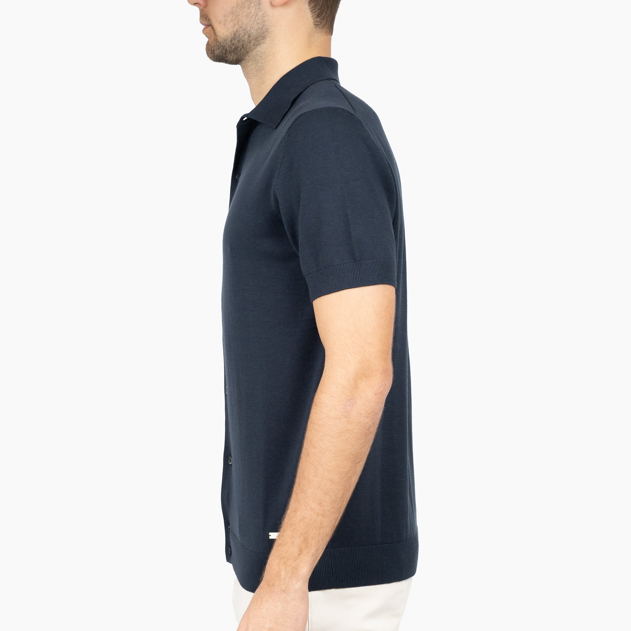 SEVEN DIALS Gebreide Doorknoop Polo Blauw | Rudy