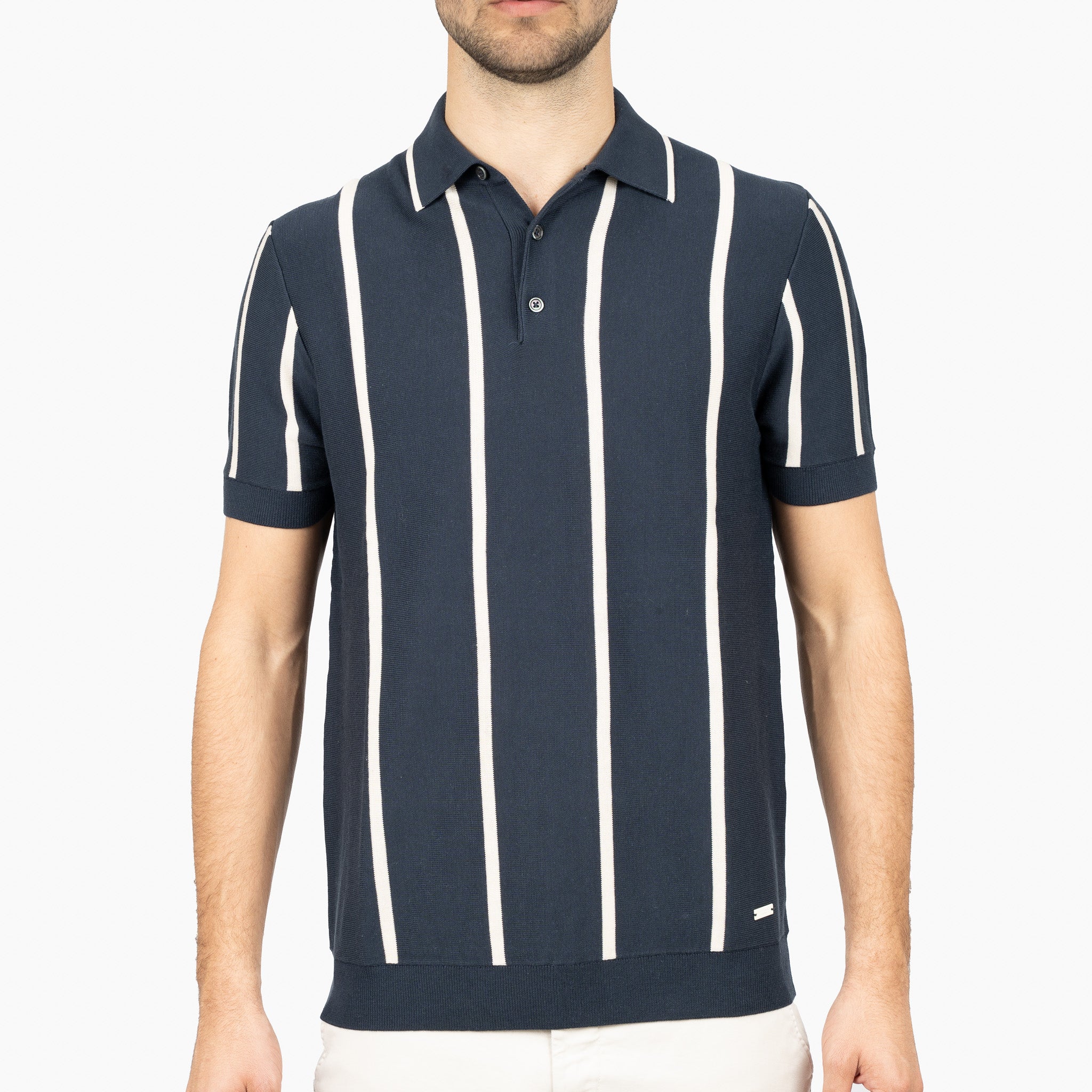 SEVEN DIALS Gebreide Polo Blauw | Rayan