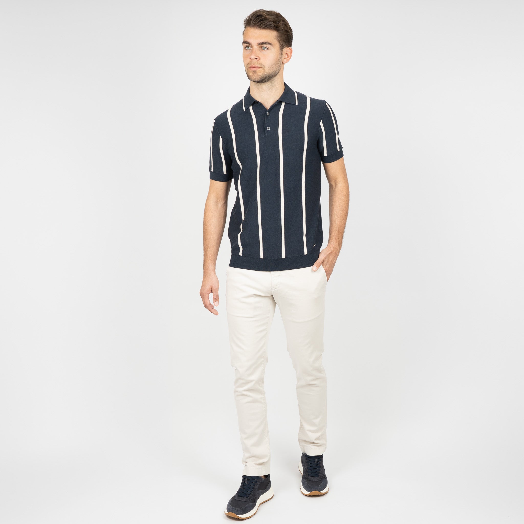 SEVEN DIALS Gebreide Polo Blauw | Rayan