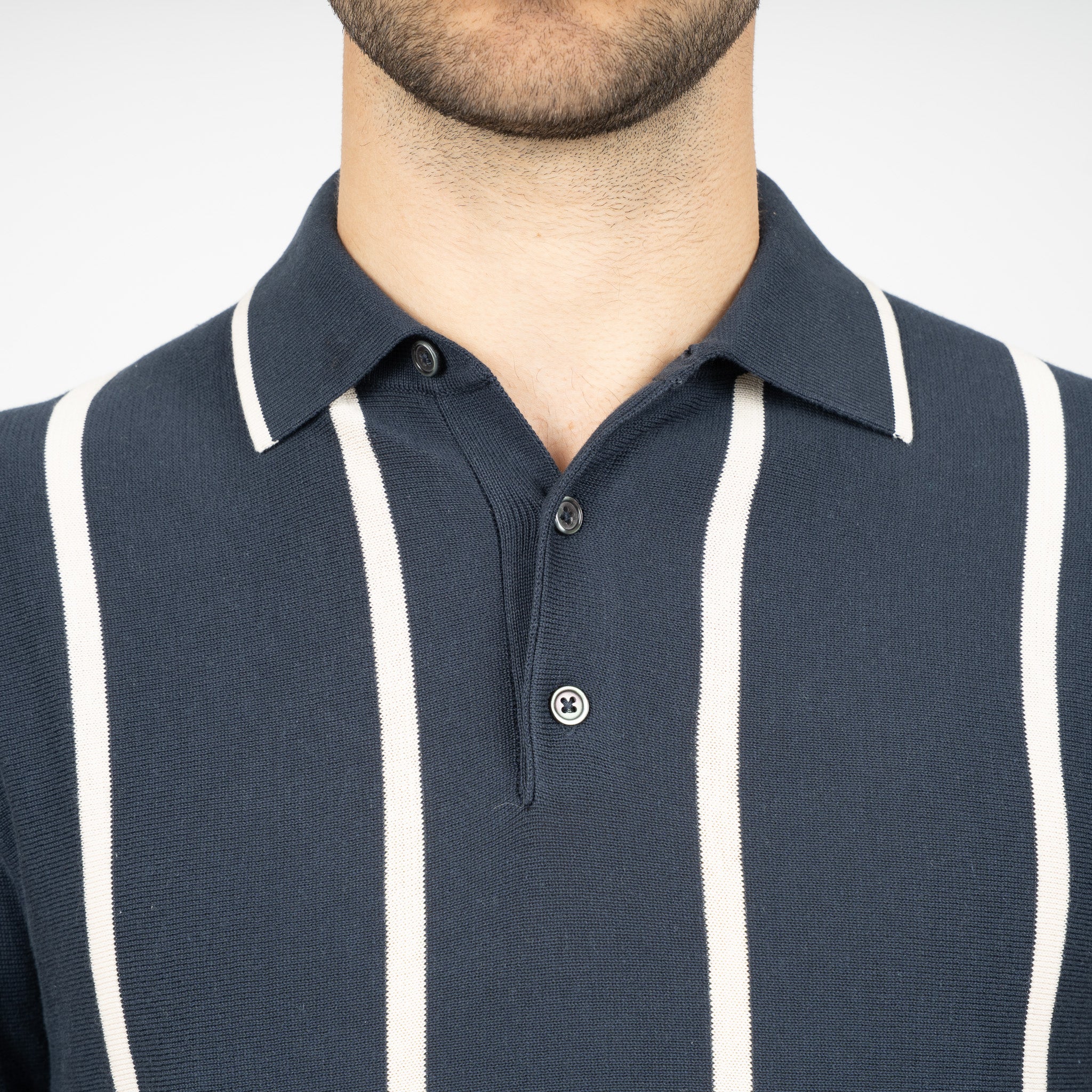 SEVEN DIALS Gebreide Polo Blauw | Rayan