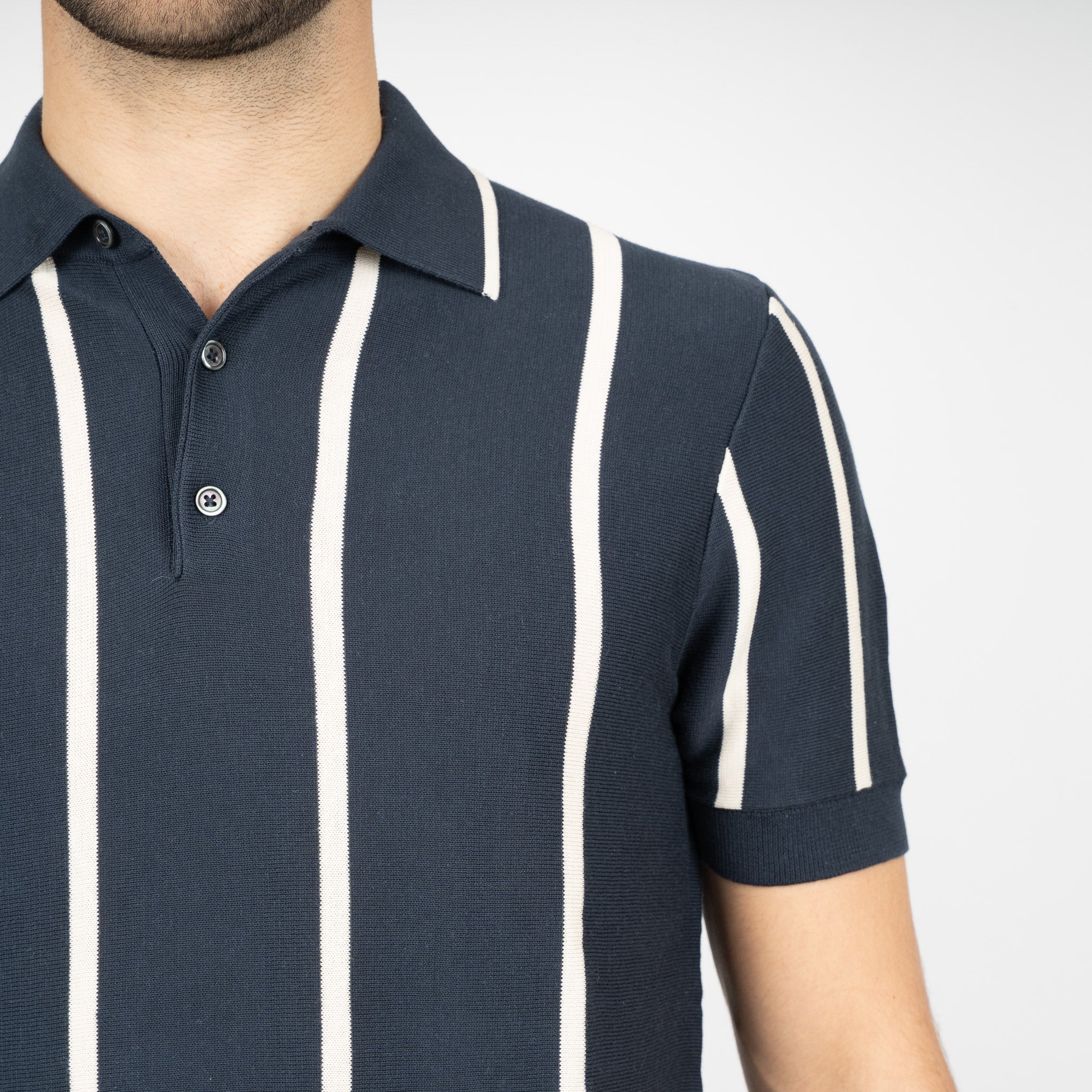 SEVEN DIALS Gebreide Polo Blauw | Rayan