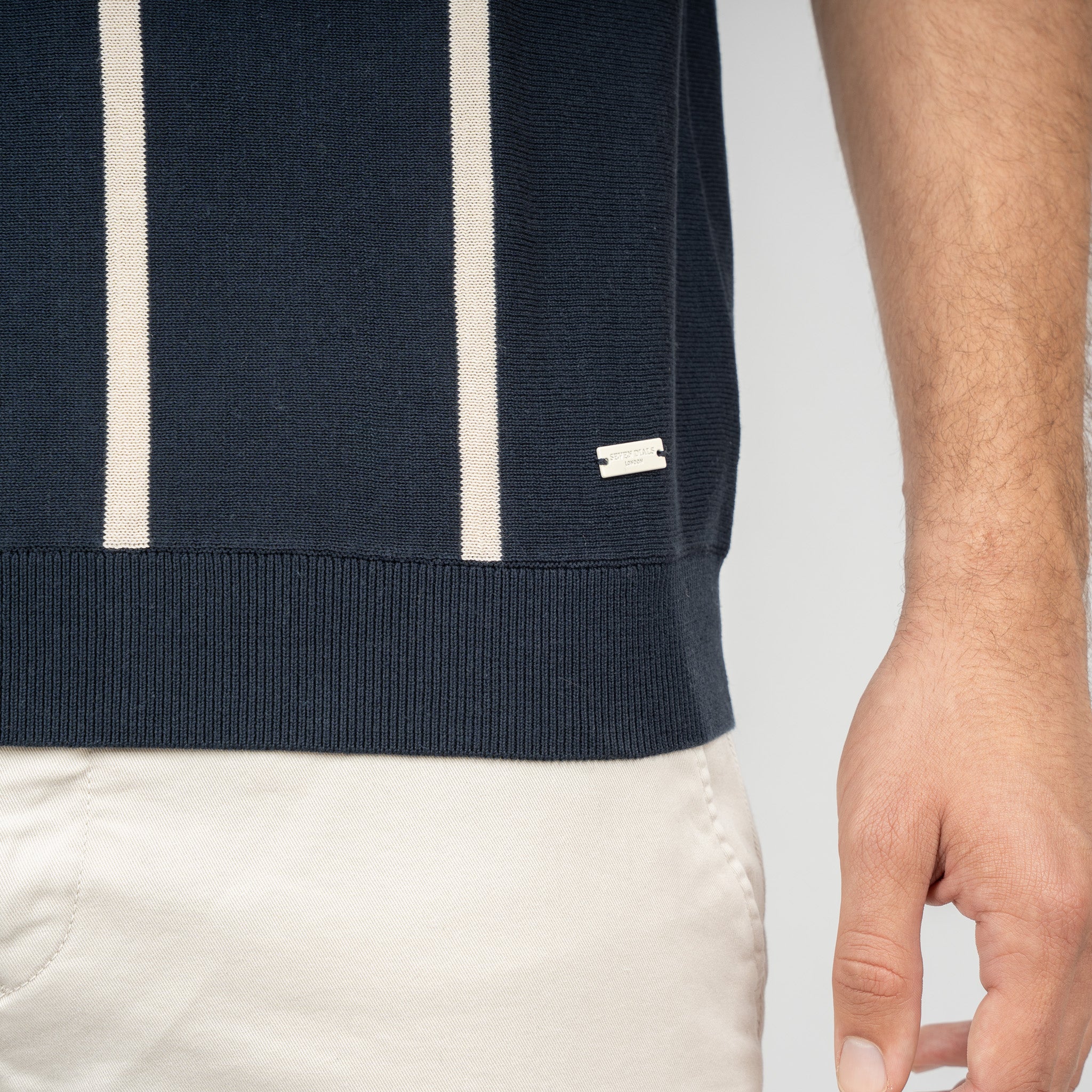 SEVEN DIALS Gebreide Polo Blauw | Rayan