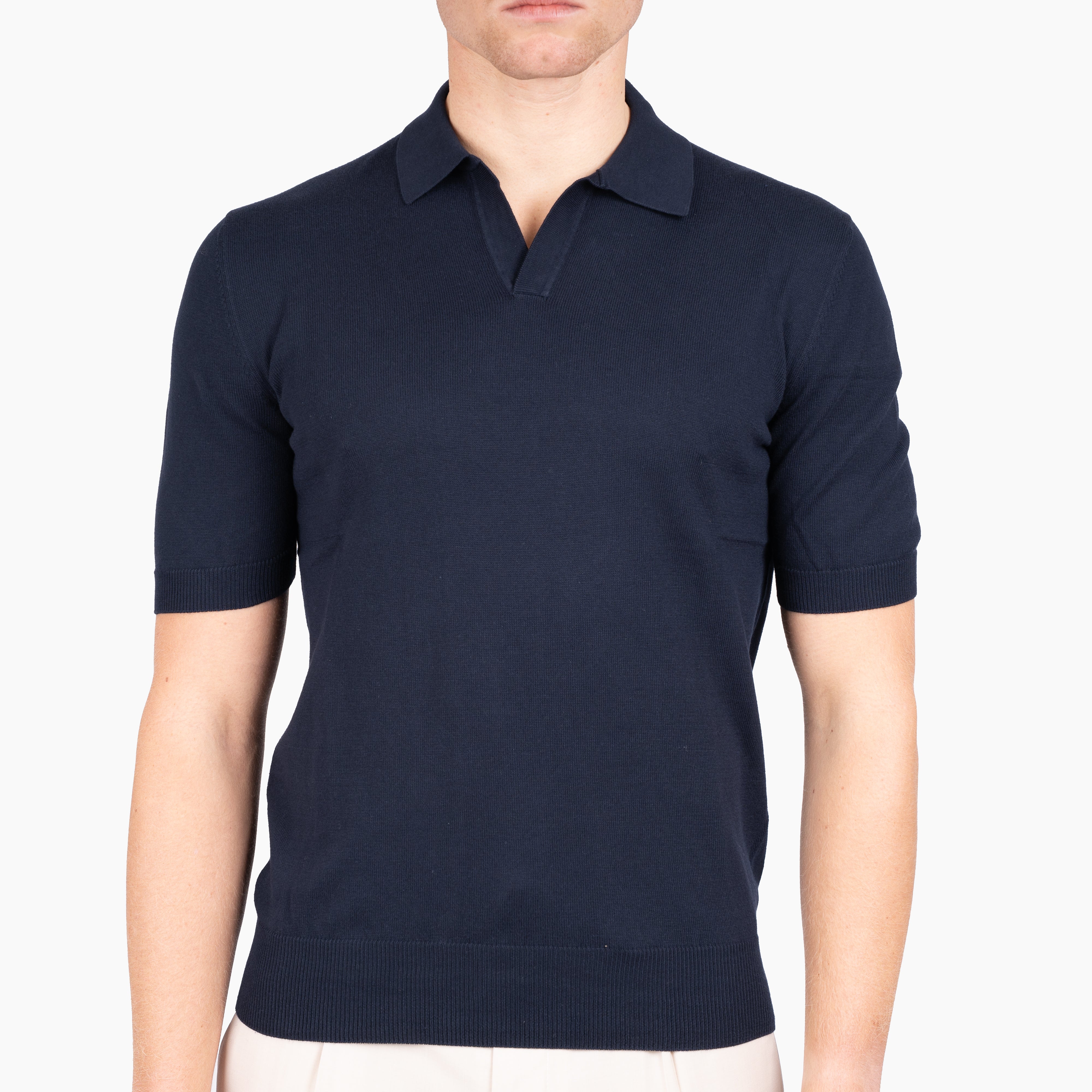 Gran Sasso Buttonless Polo Blauw | Egyptian Cotton