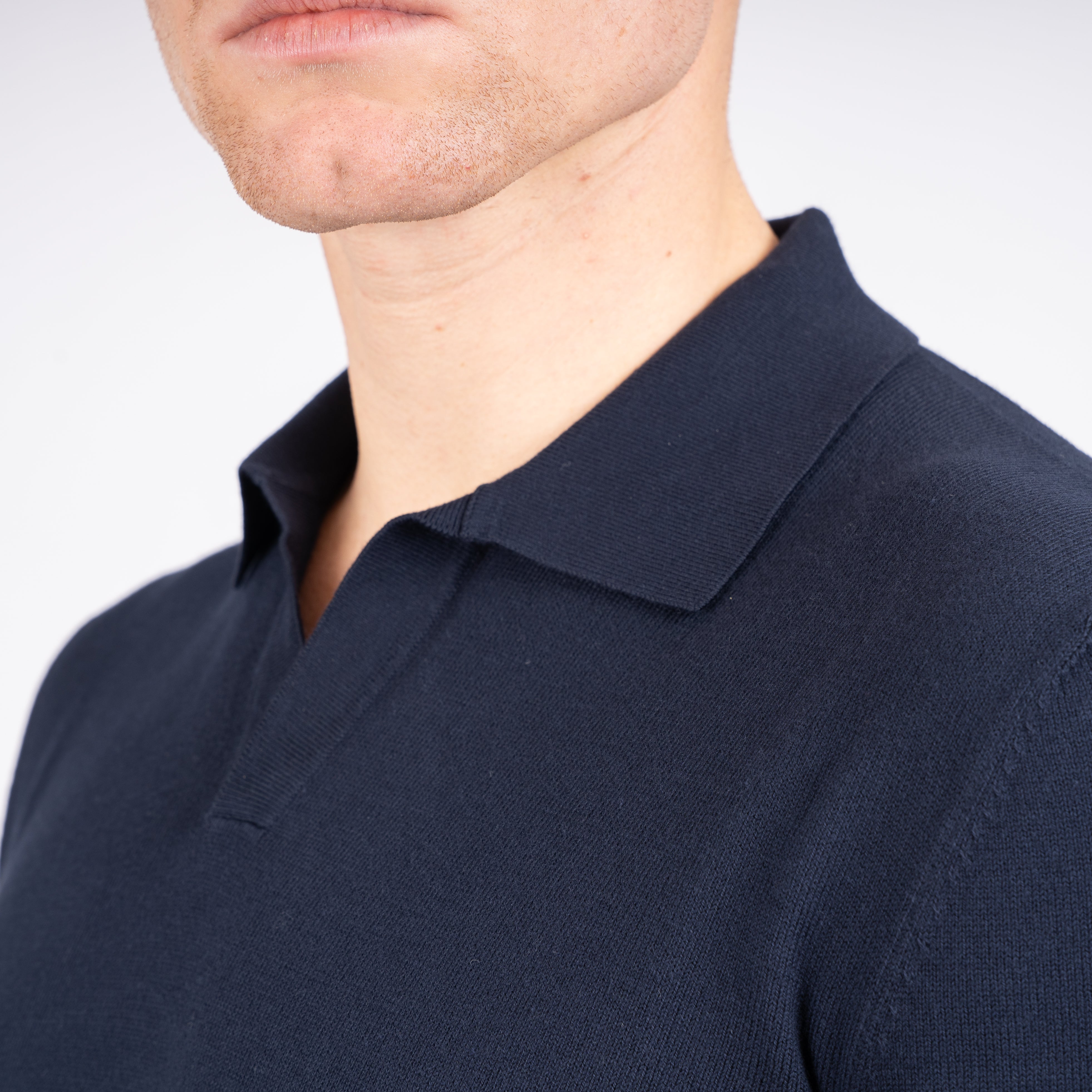 Gran Sasso Buttonless Polo Blauw | Egyptian Cotton