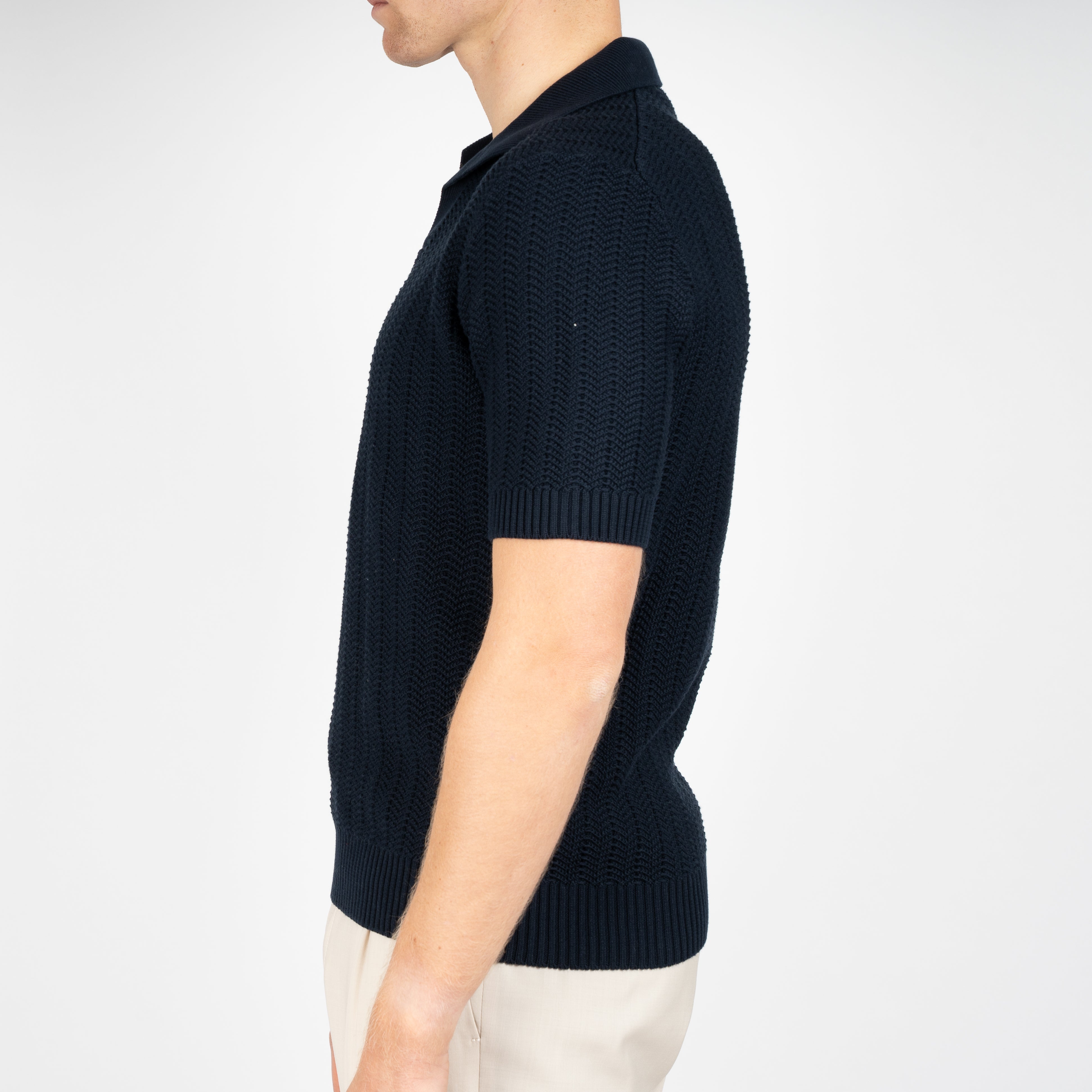 Gran Sasso Polo Buttonless Kraag Blauw | Cotton