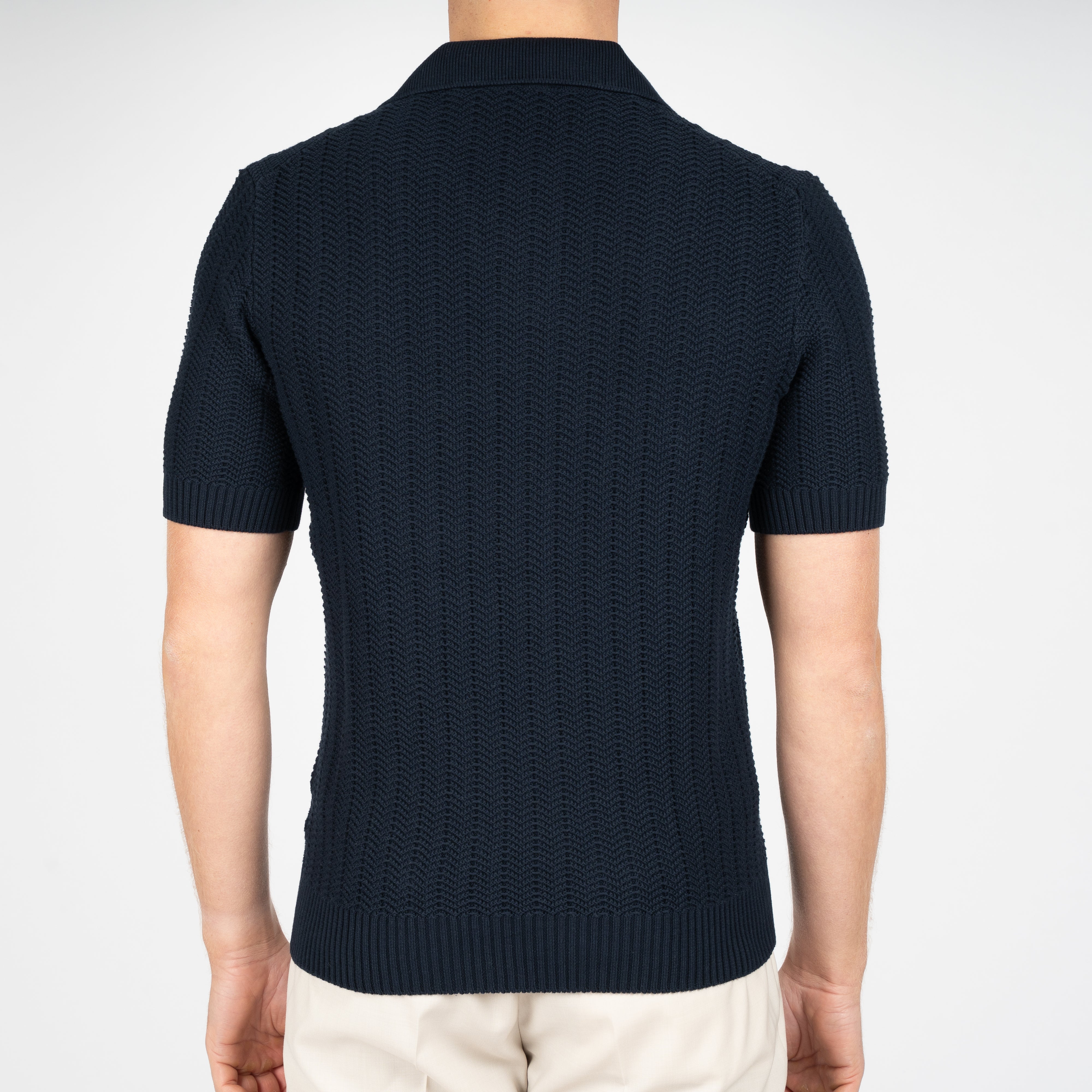 Gran Sasso Polo Buttonless Kraag Blauw | Cotton