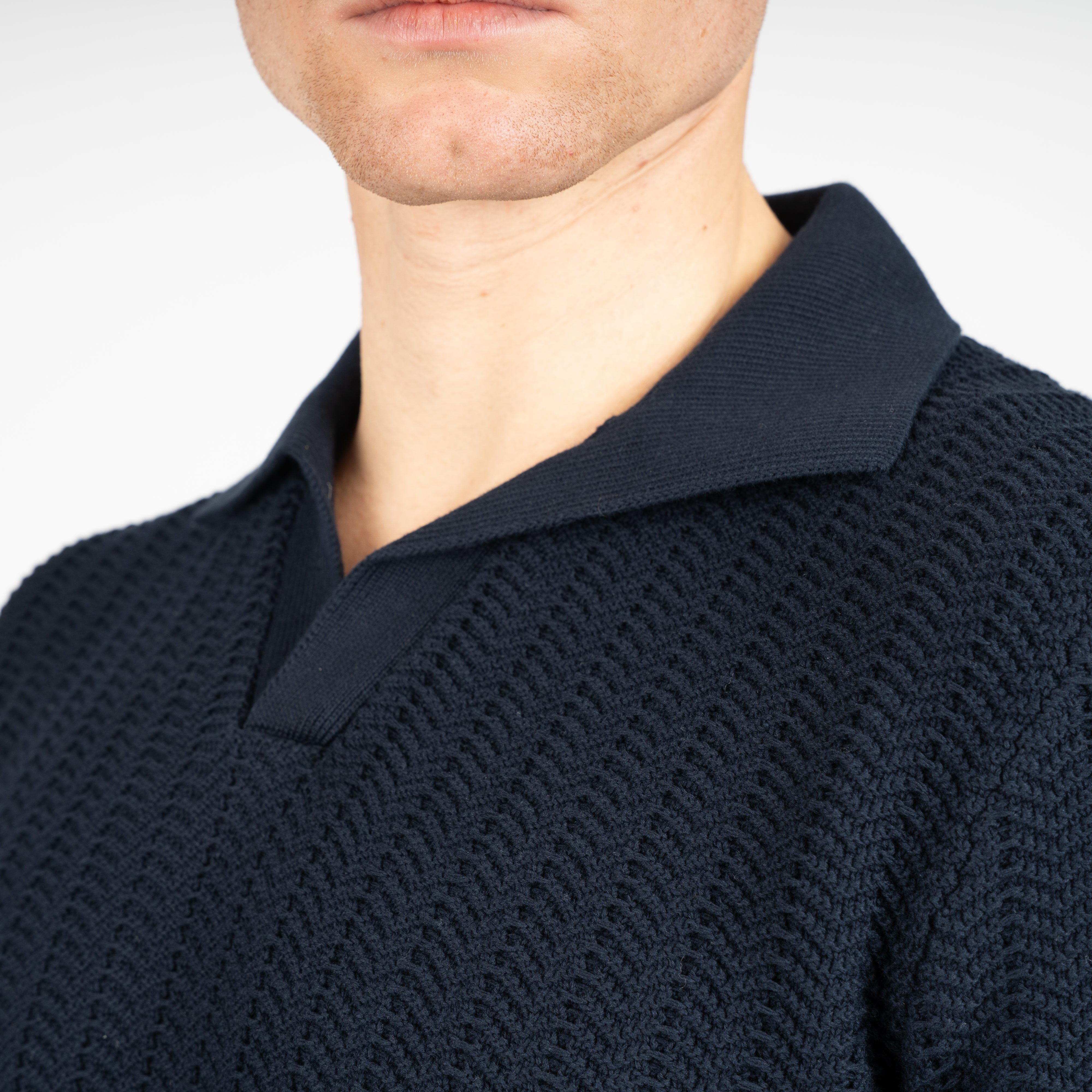 Gran Sasso Polo Buttonless Kraag Blauw | Cotton