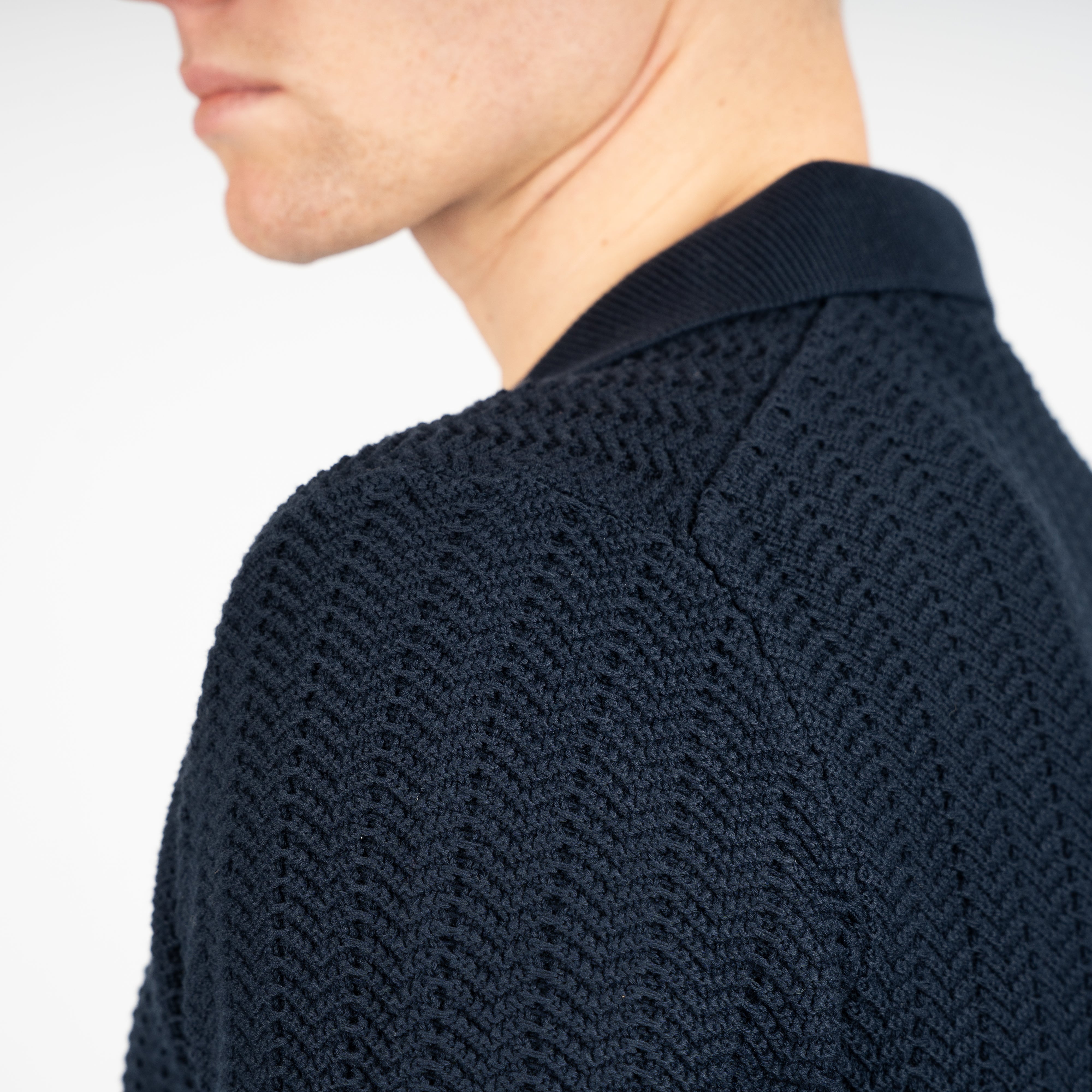 Gran Sasso Polo Buttonless Kraag Blauw | Cotton