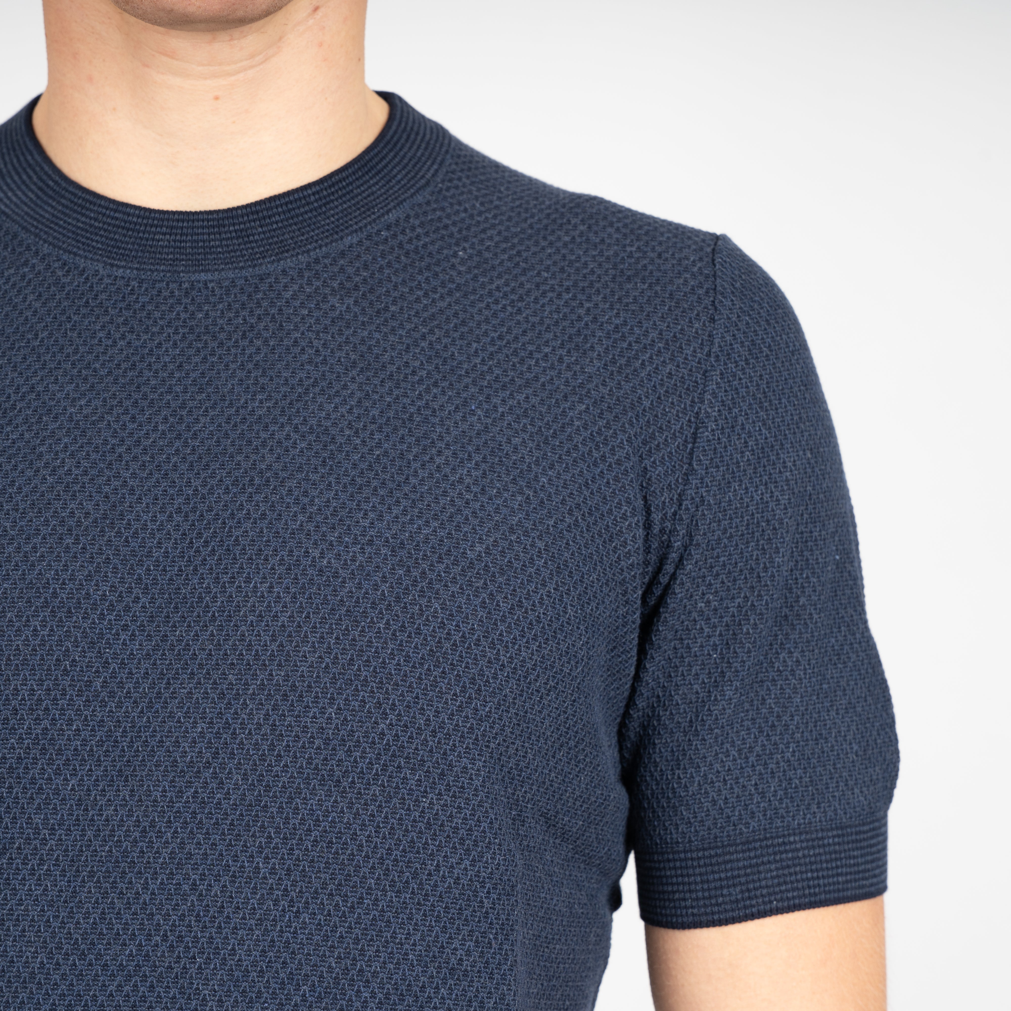 Gran Sasso Gebreid T-Shirt Donkerblauw | Fresh Cotton