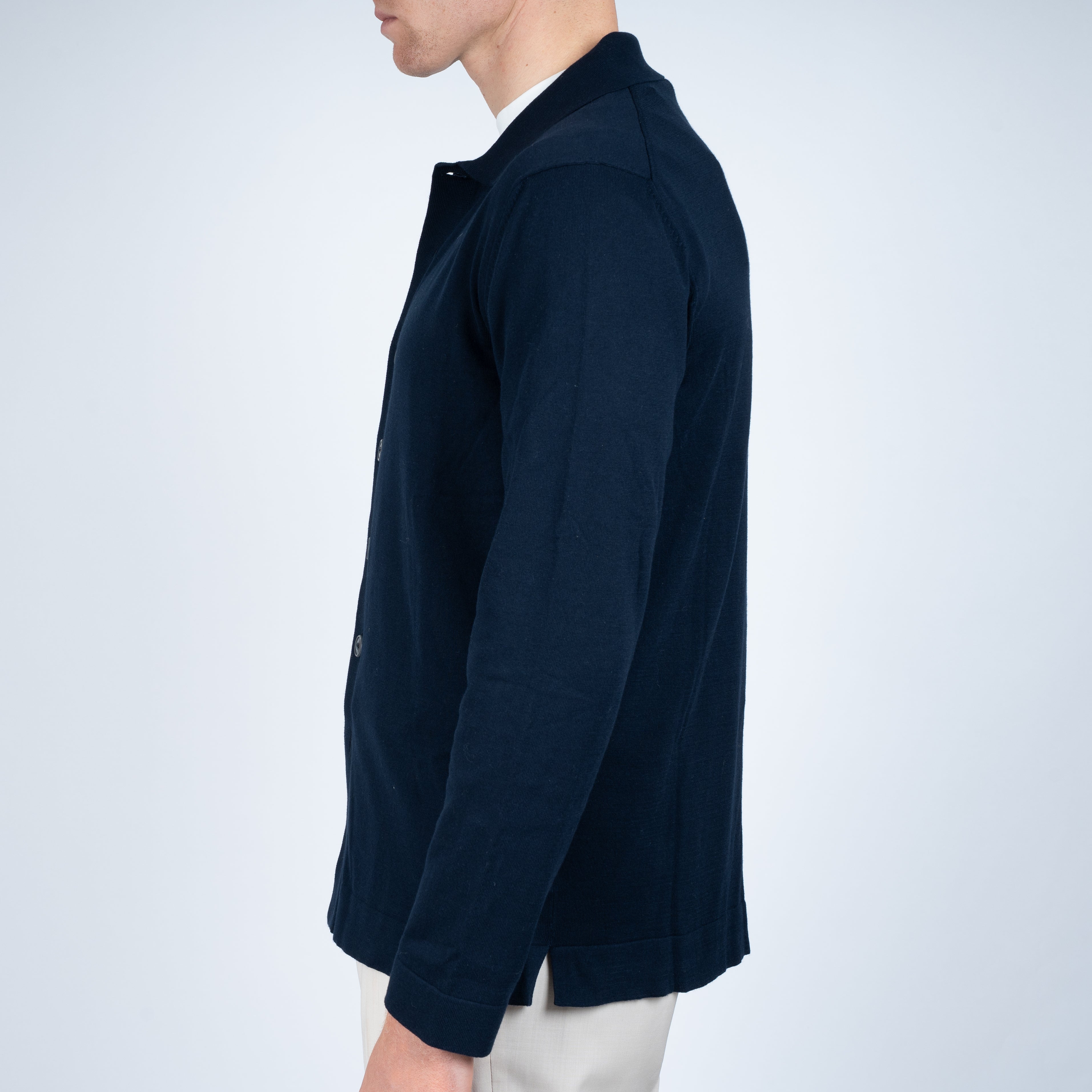 Gran Sasso Gebreid Knoopvest Blauw | Organic Cotton