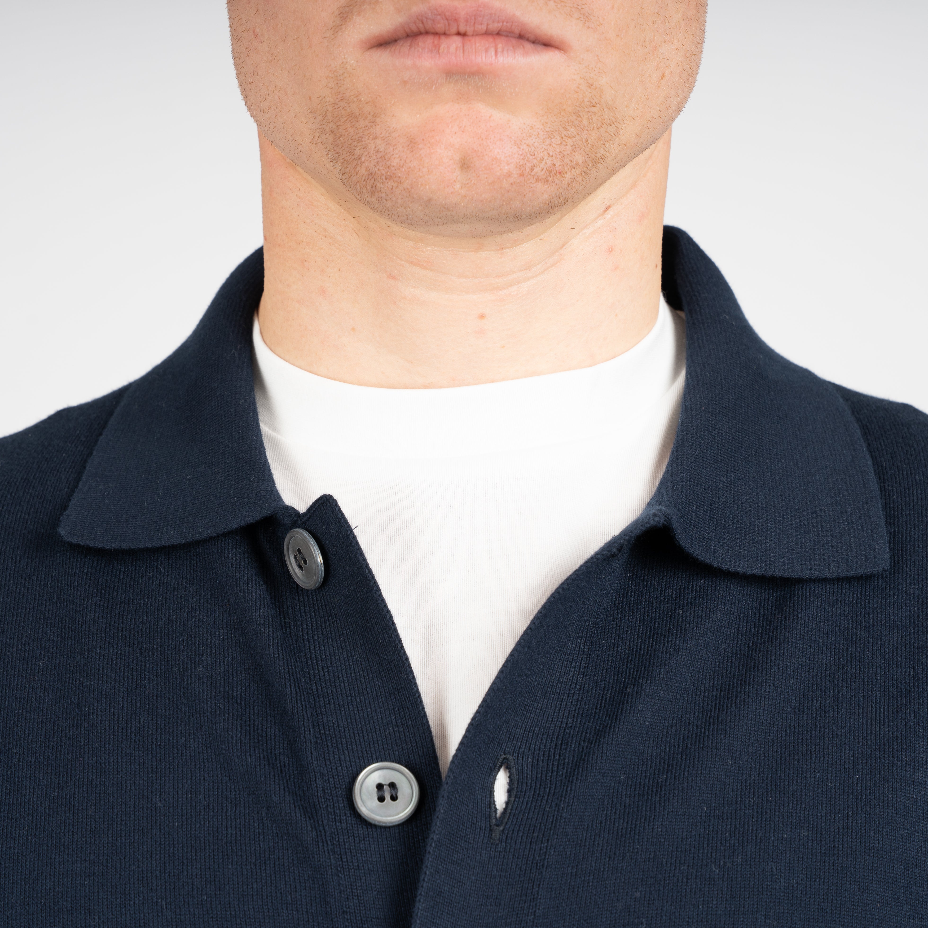 Gran Sasso Gebreid Knoopvest Blauw | Organic Cotton