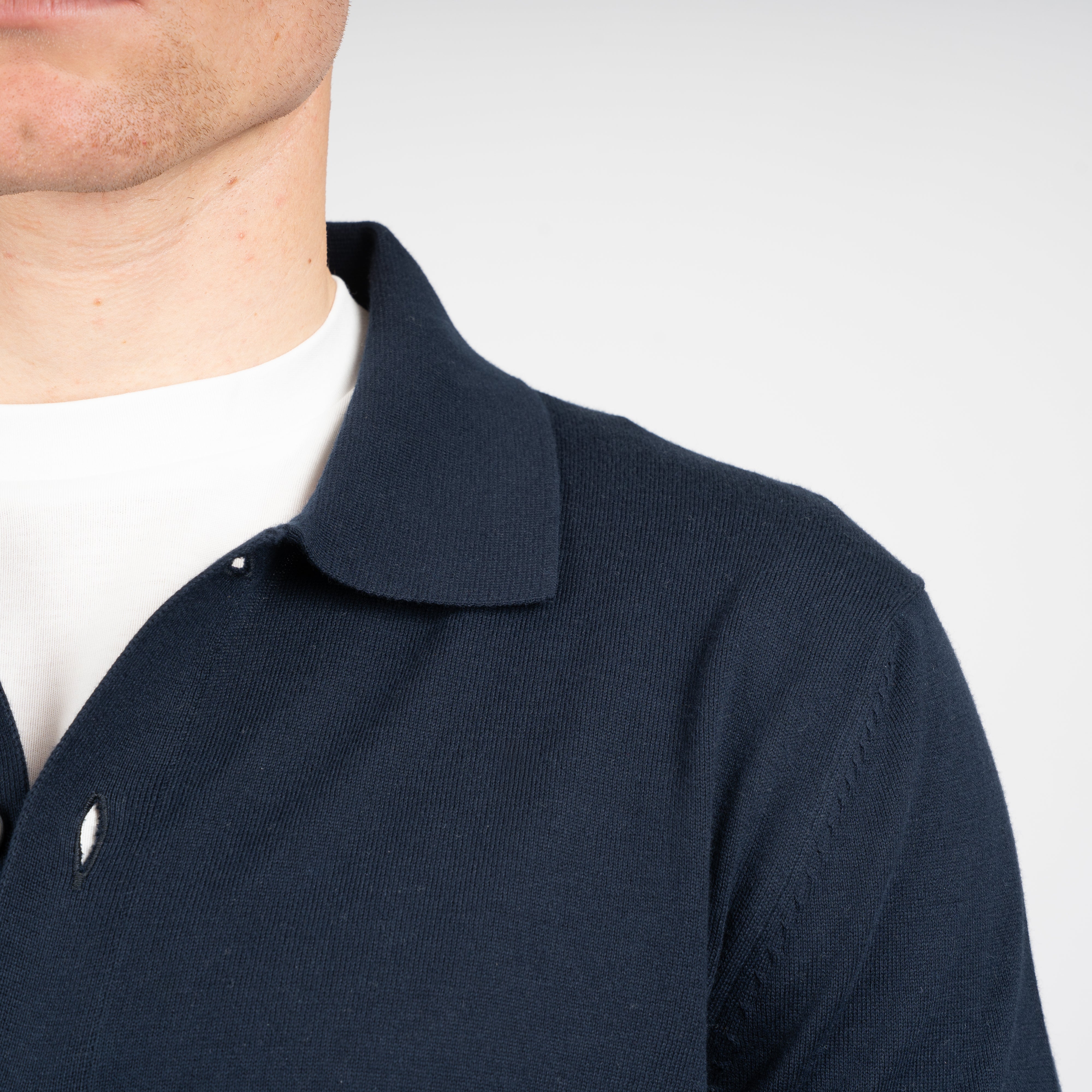 Gran Sasso Gebreid Knoopvest Blauw | Organic Cotton