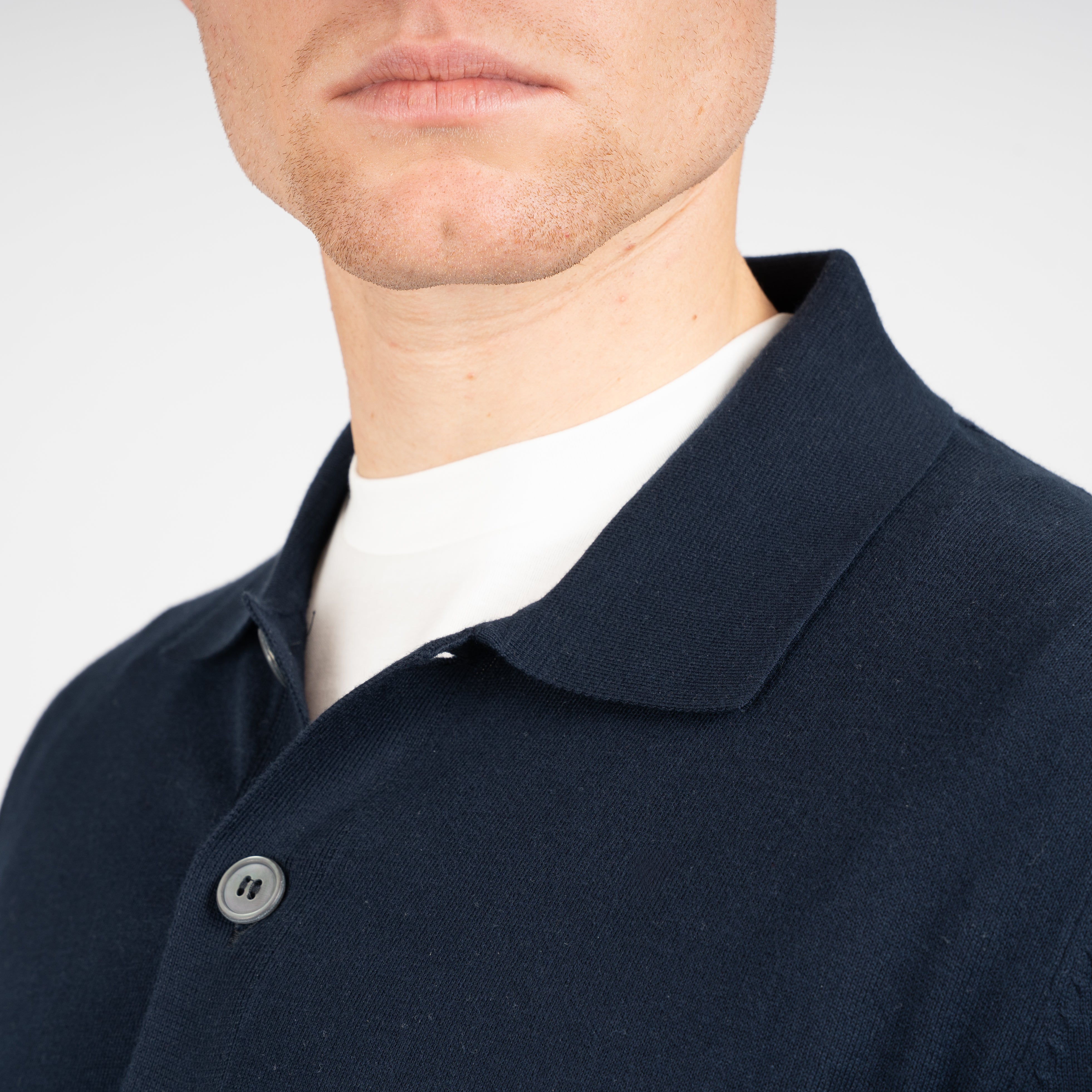 Gran Sasso Gebreid Knoopvest Blauw | Organic Cotton