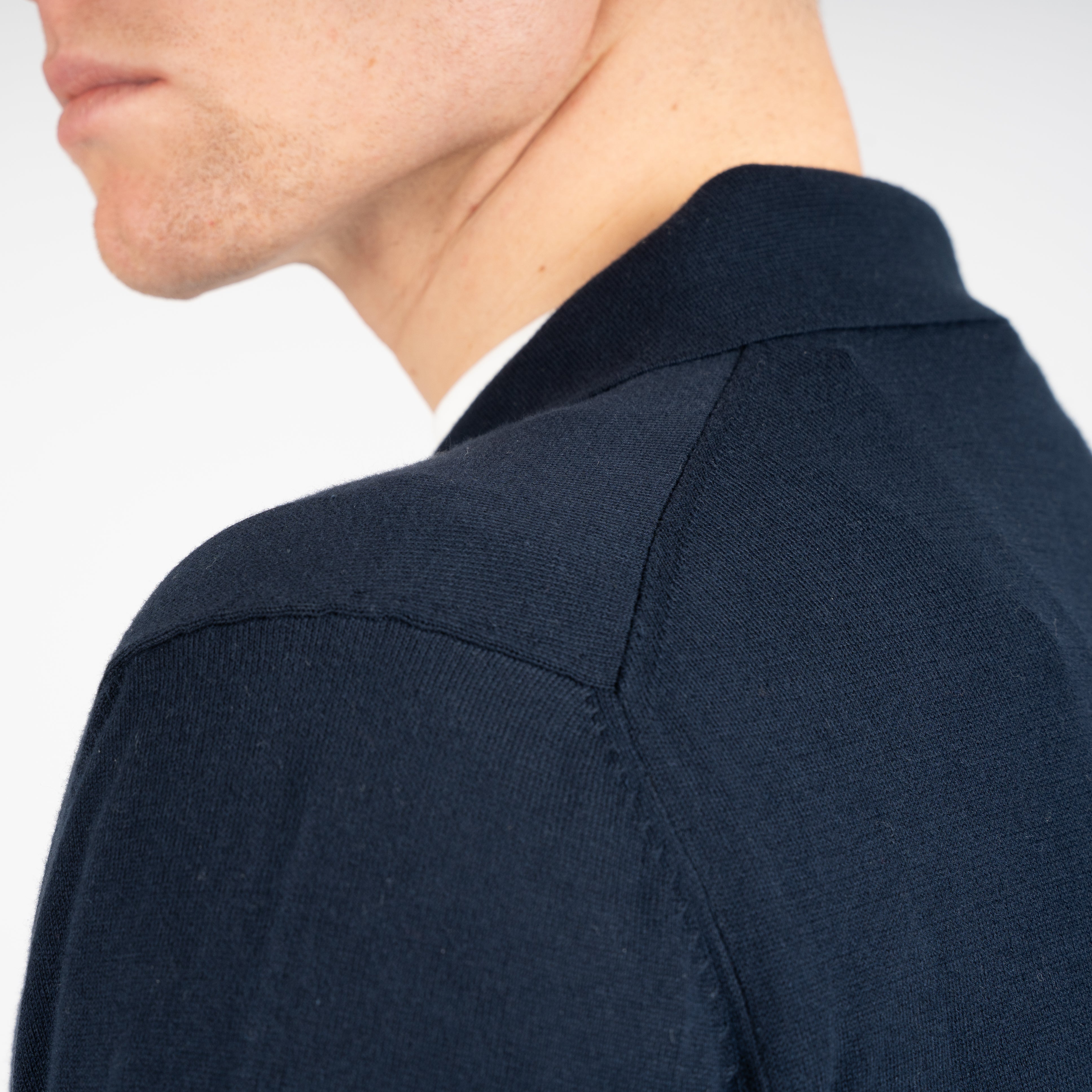 Gran Sasso Gebreid Knoopvest Blauw | Organic Cotton