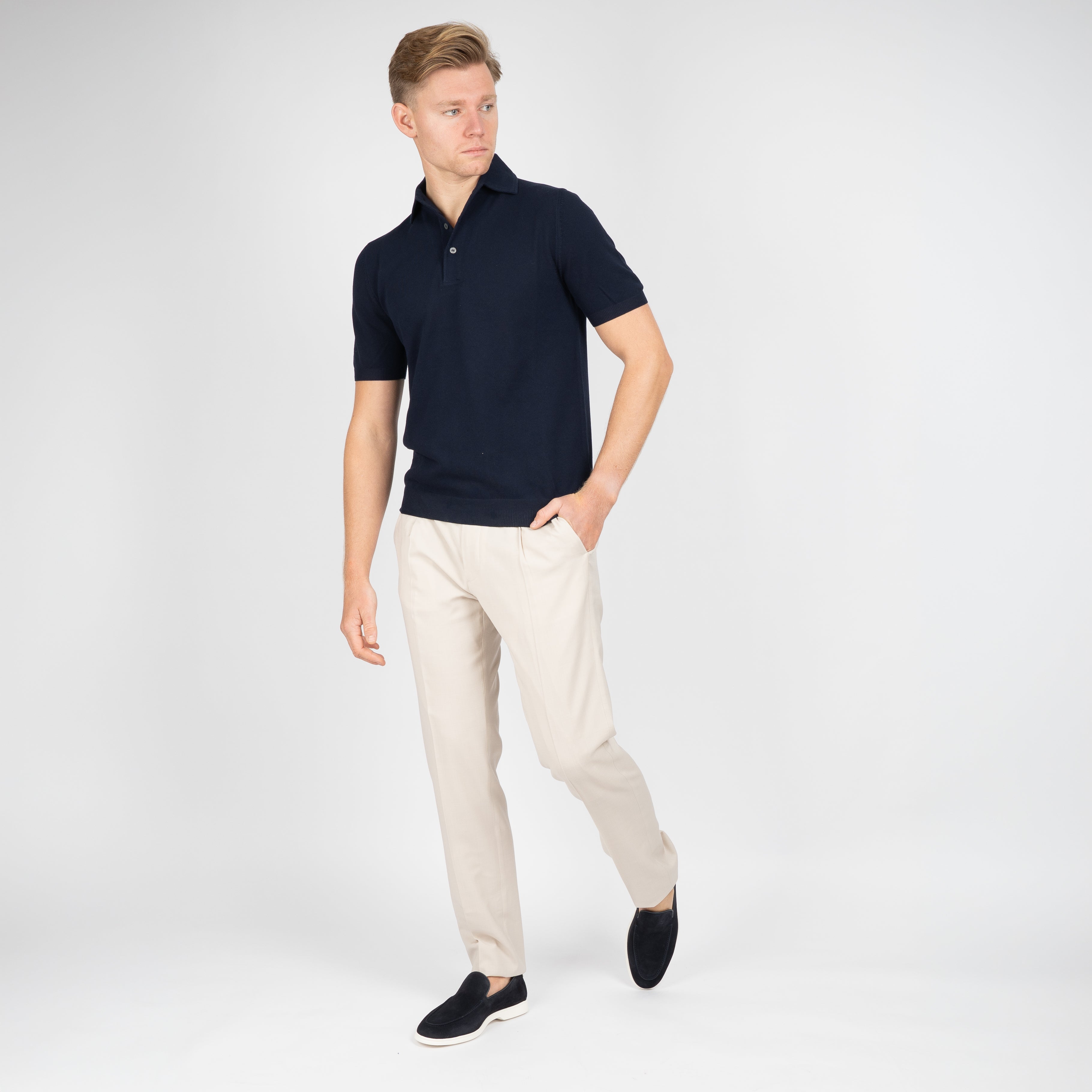 Gran Sasso Polo Donkerblauw | Maglia Collo Camicia
