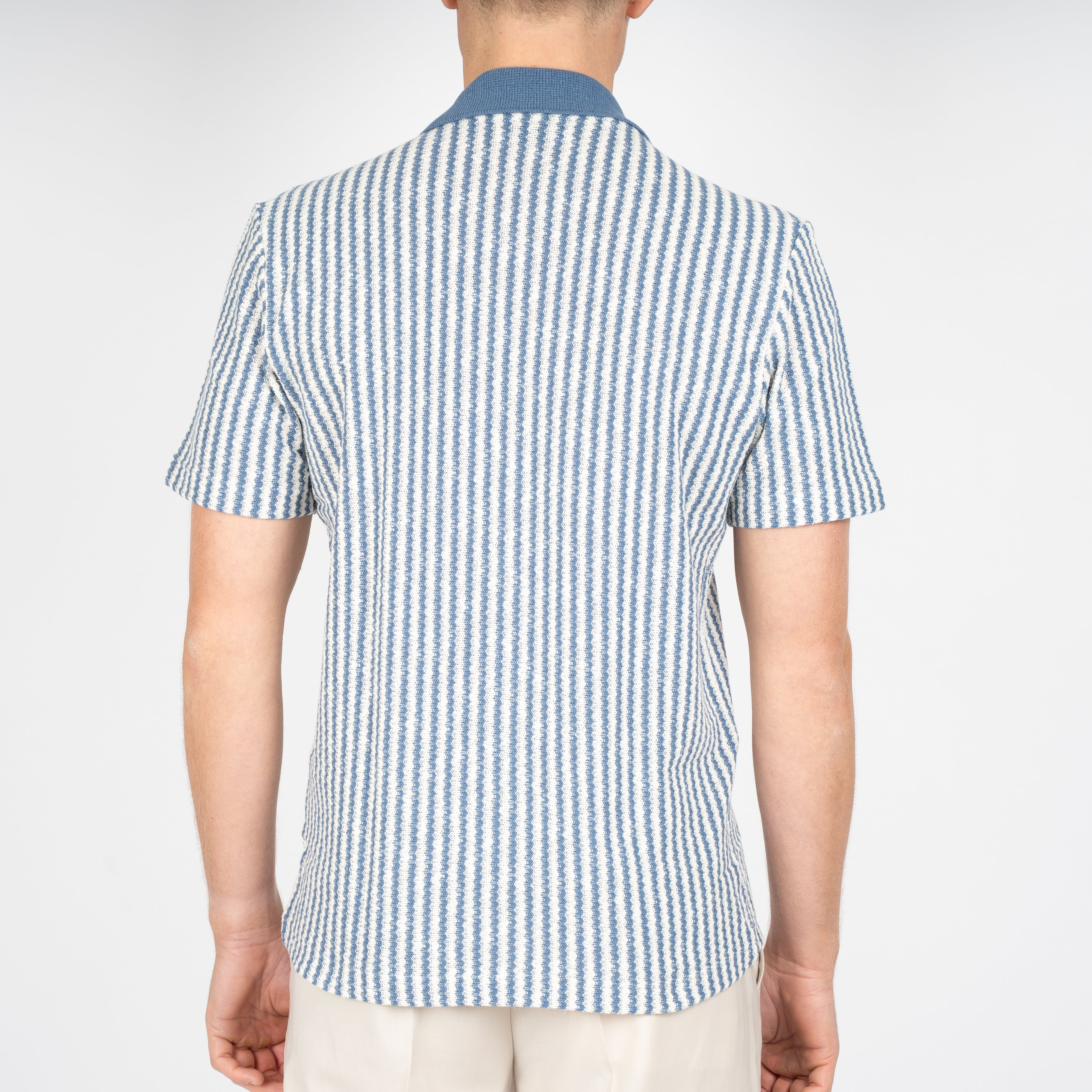 Gran Sasso Doorknoop Polo Lichtblauw Gestreept | Caperdoni