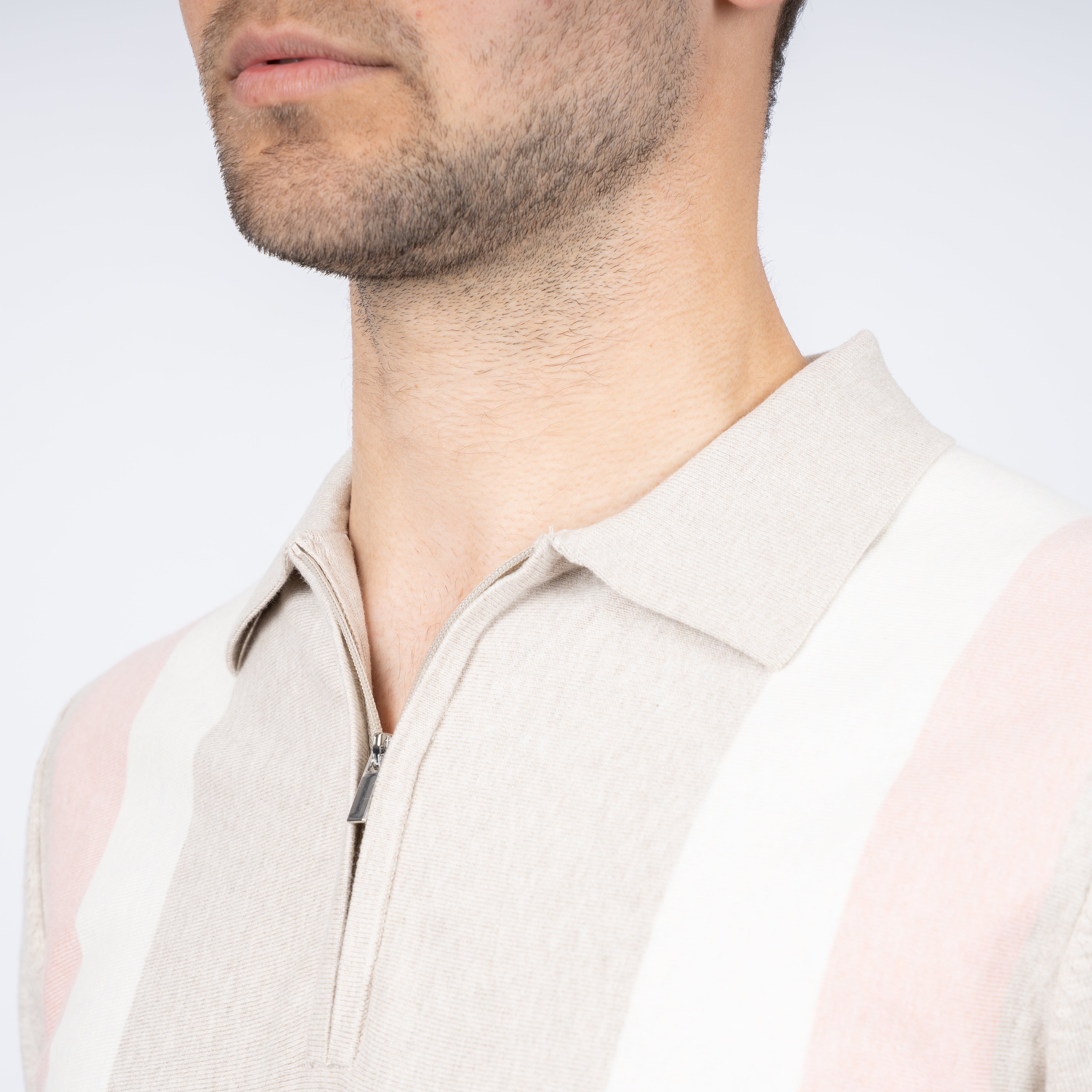 SEVEN DIALS Polo met Rits Zand / Roze | Fry